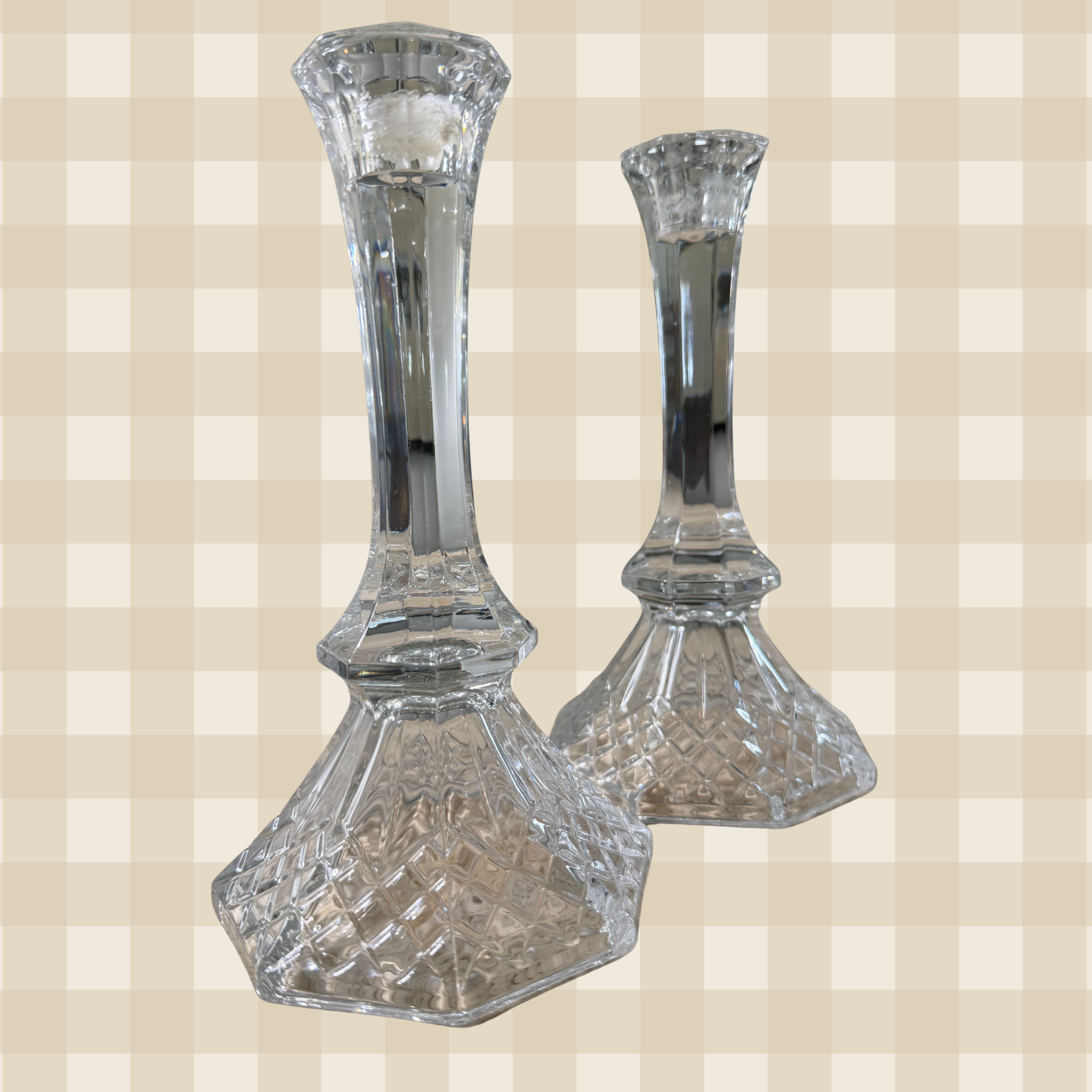 Vintage Legacy by Anchor Hocking Full Lead Crystal Candlestick - Set of 2