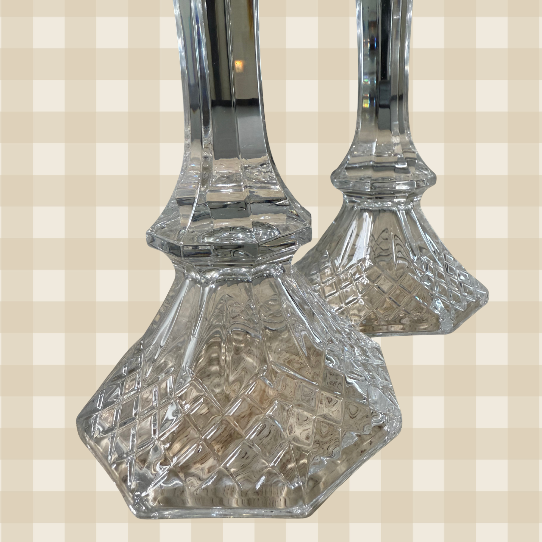 Vintage Legacy by Anchor Hocking Full Lead Crystal Candlestick - Set of 2
