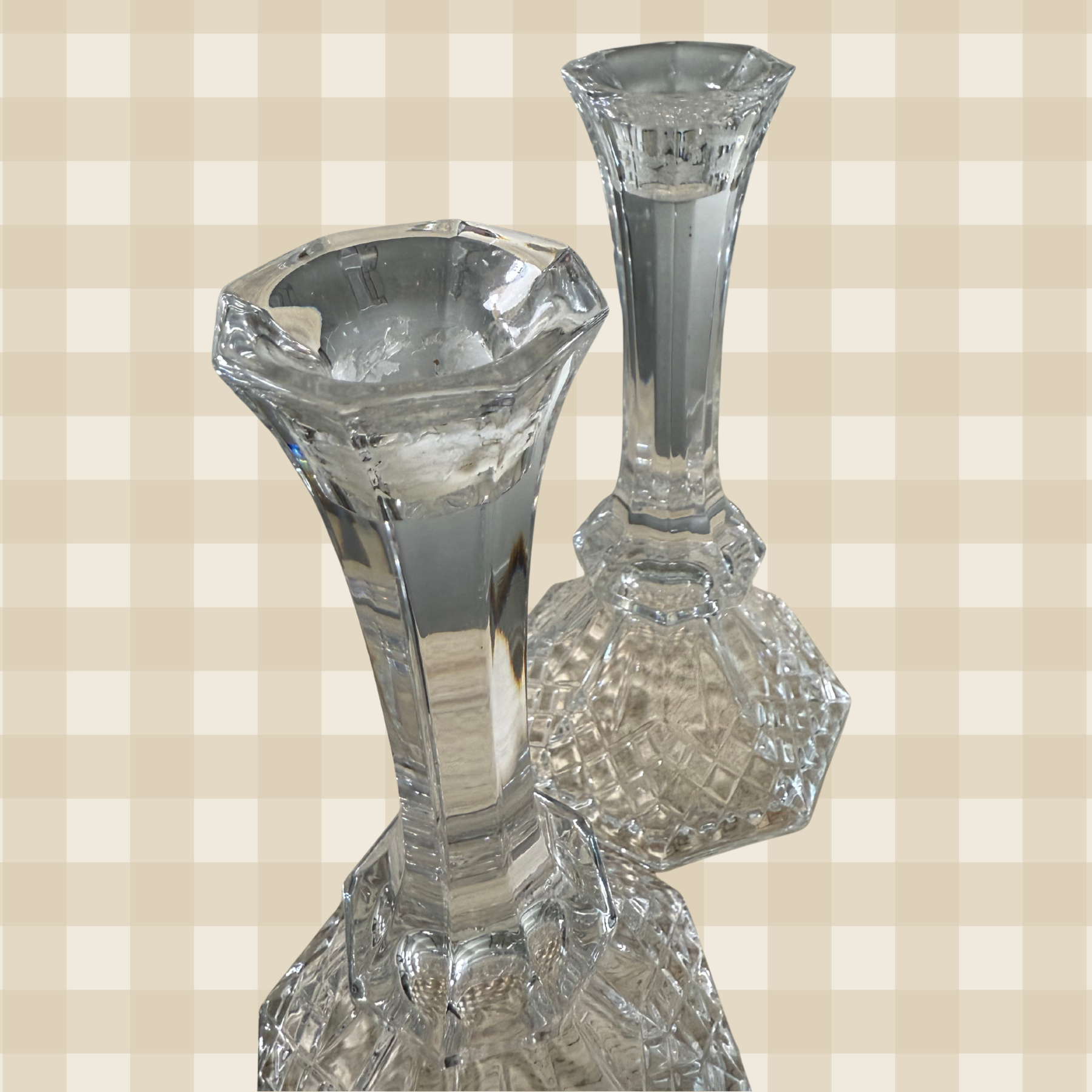 Vintage Legacy by Anchor Hocking Full Lead Crystal Candlestick - Set of 2