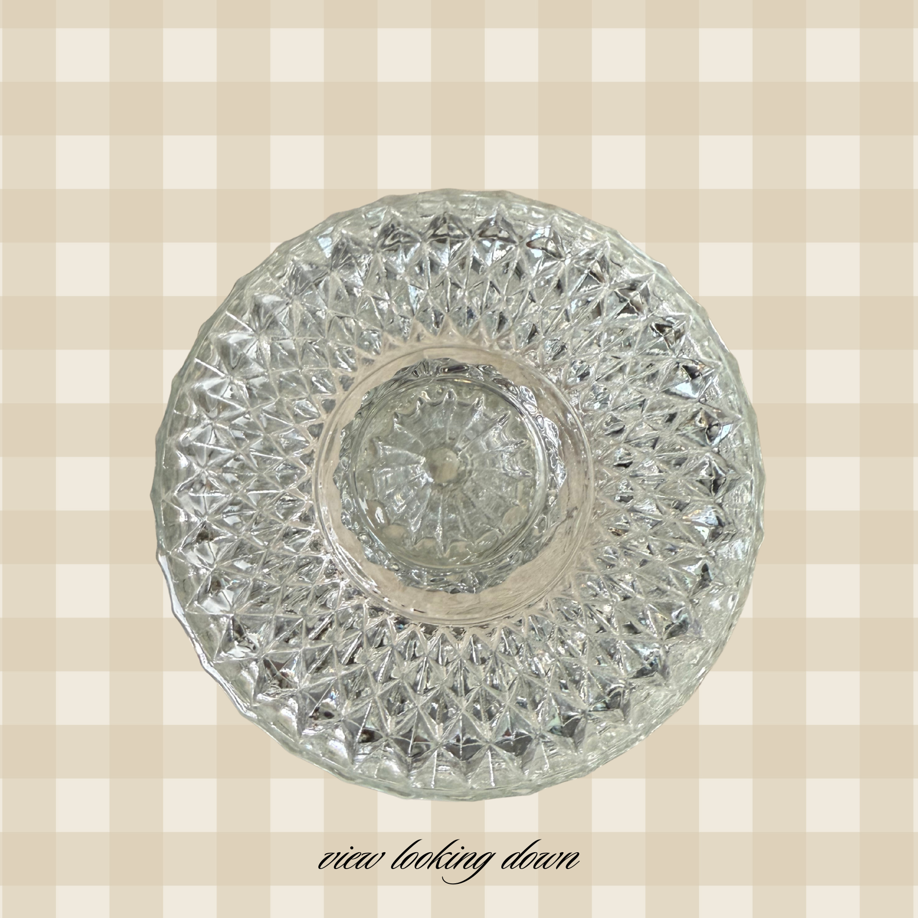 Vintage Diamond Point Pedestal Dish