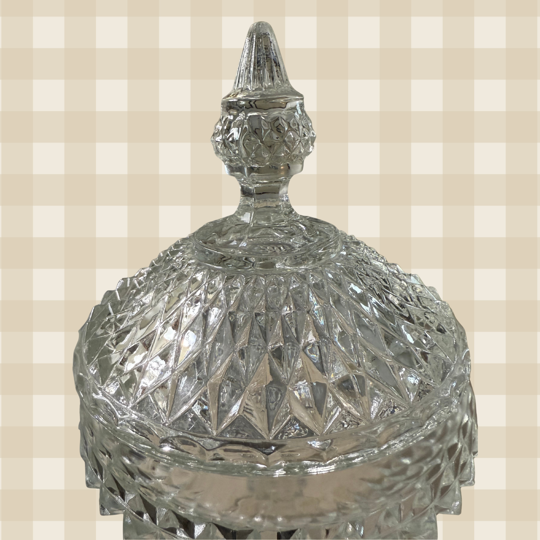 Vintage Diamond Point Pedestal Dish