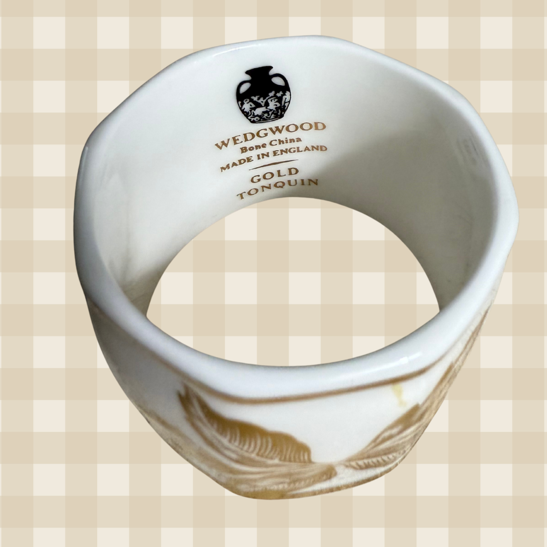 Wedgewood Gold Tonquin Bone China Gold White Napkin Ring - Set of 4