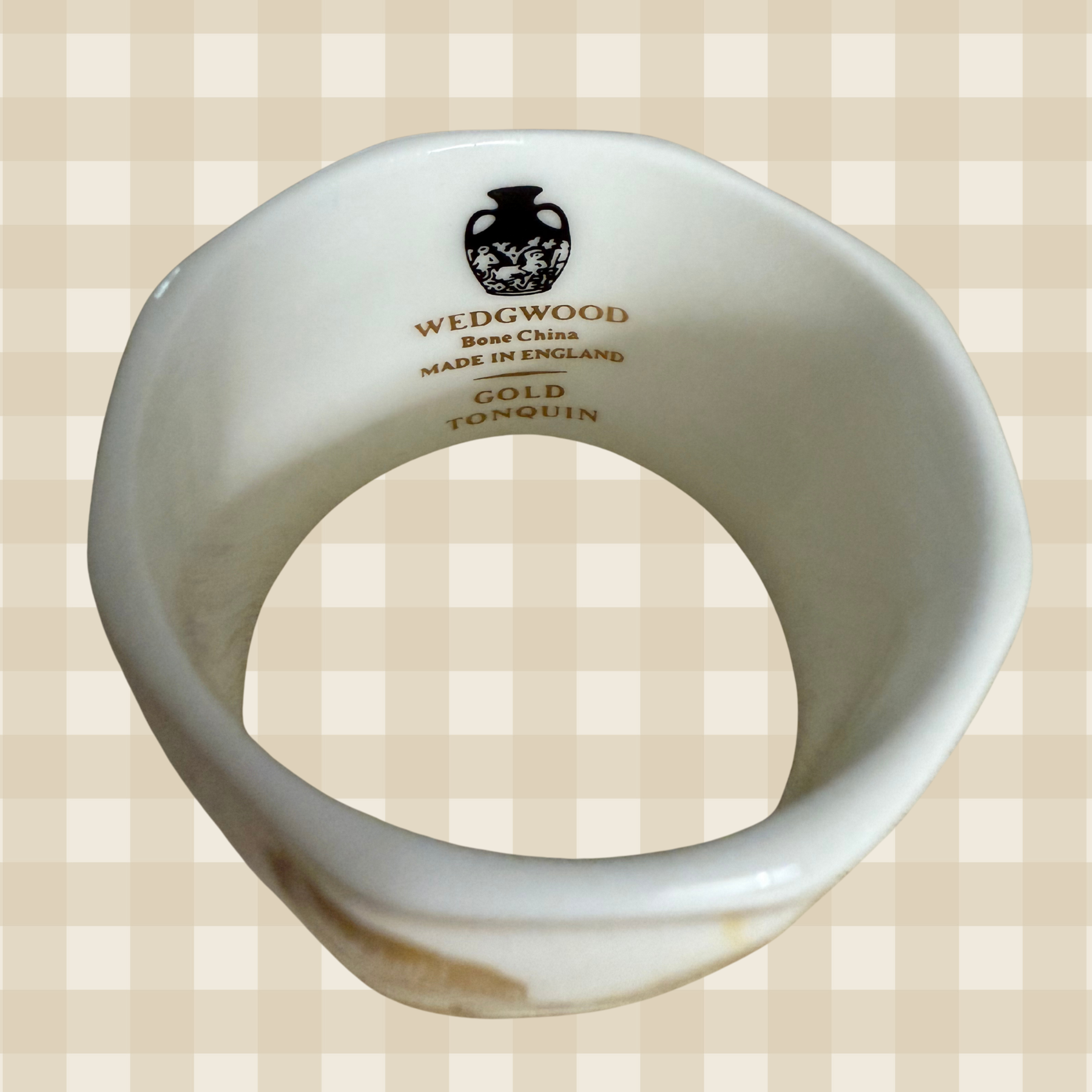 Wedgewood Gold Tonquin Bone China Gold White Napkin Ring - Set of 4