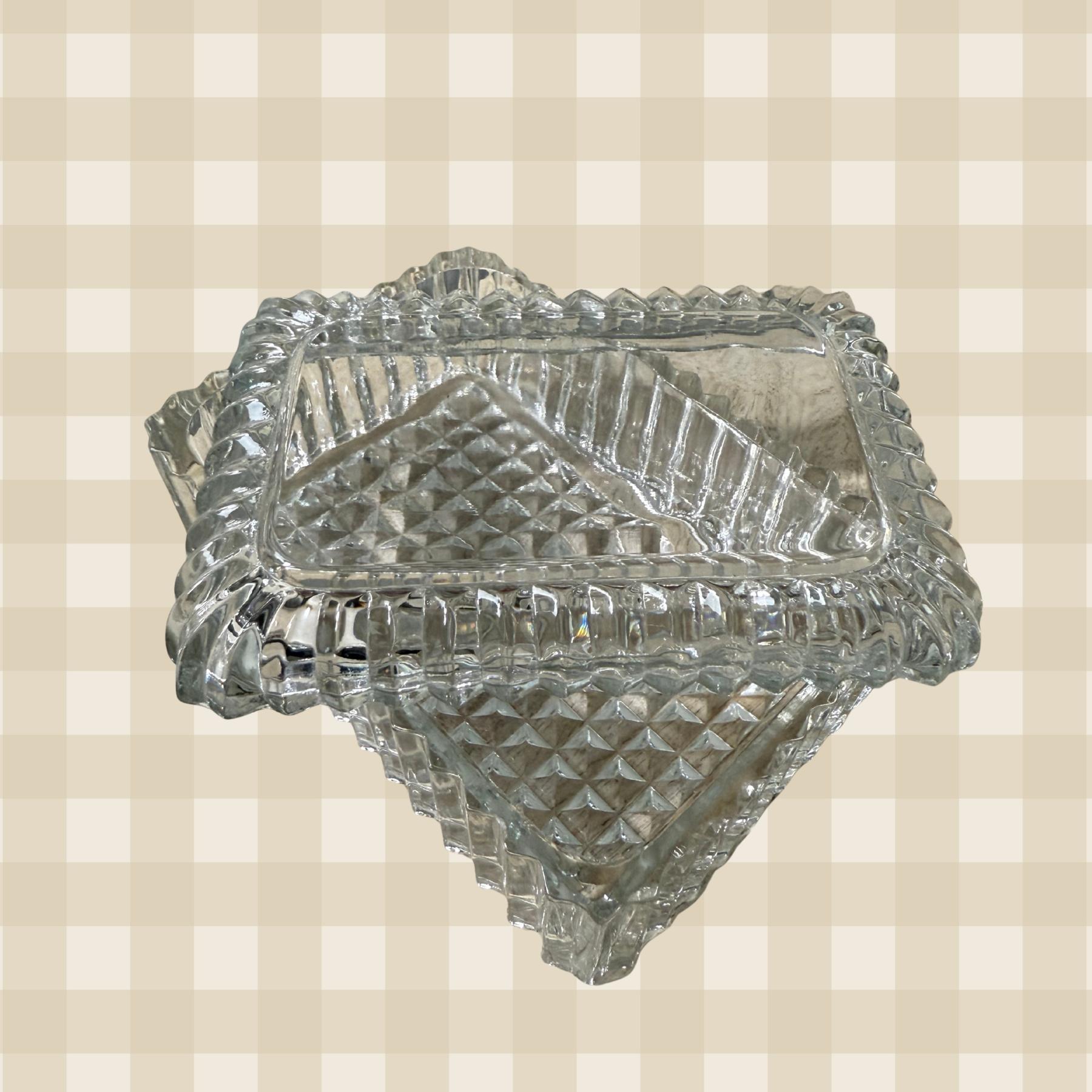 Antique EAPG Clear Rectangular Trinket Box w Lid