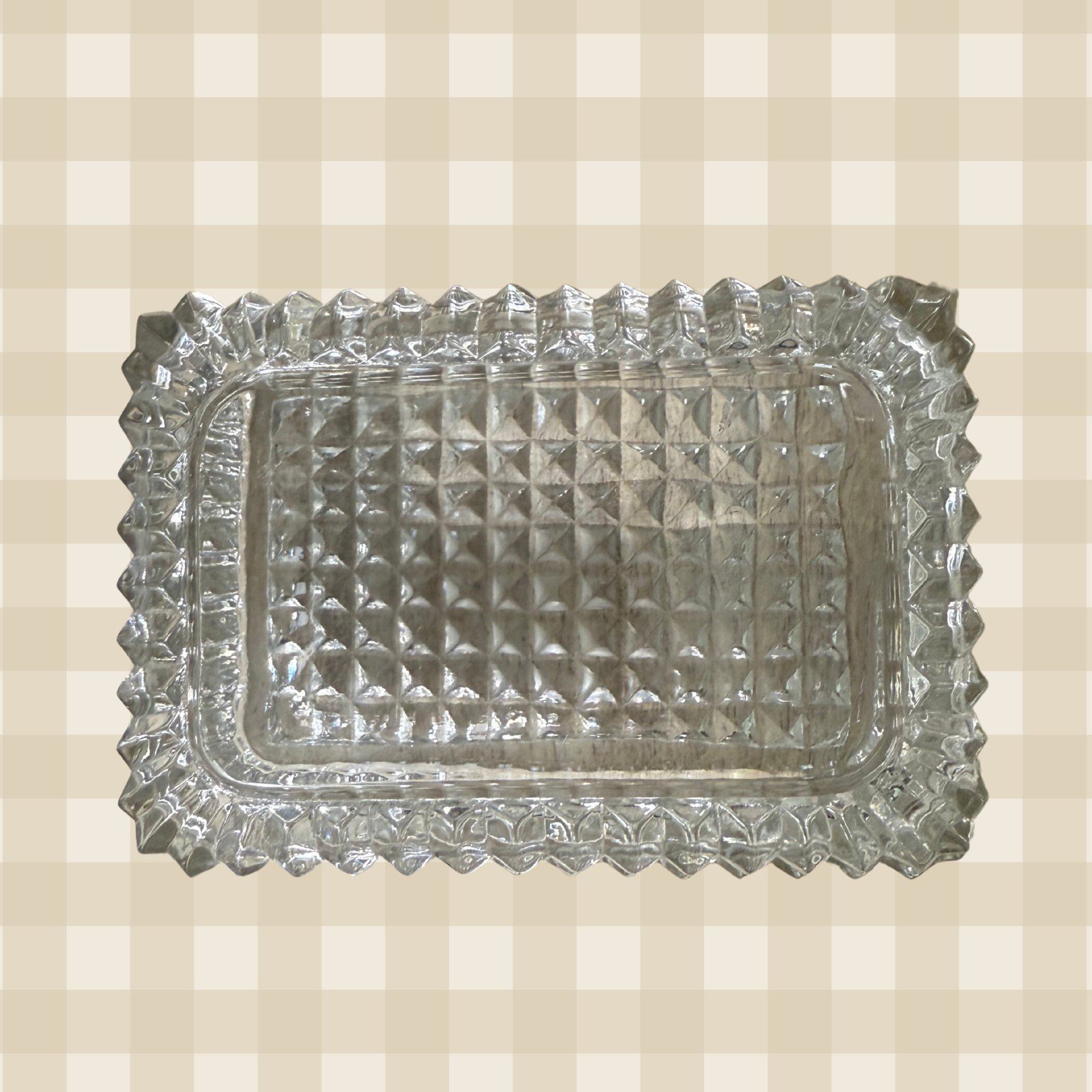 Antique EAPG Clear Rectangular Trinket Box w Lid