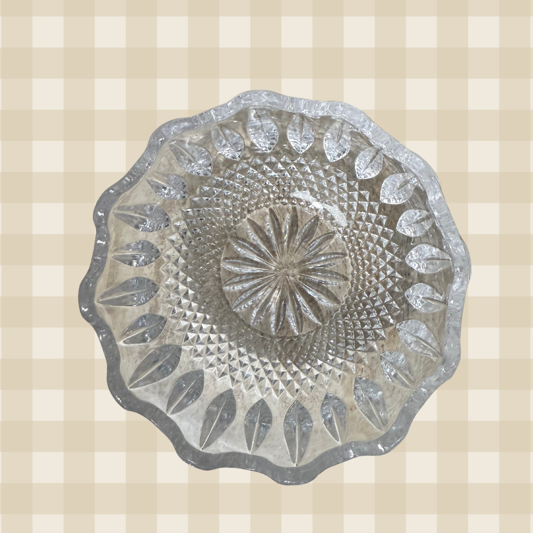 Vintage Scallop Edged Crystal Trinket Dish