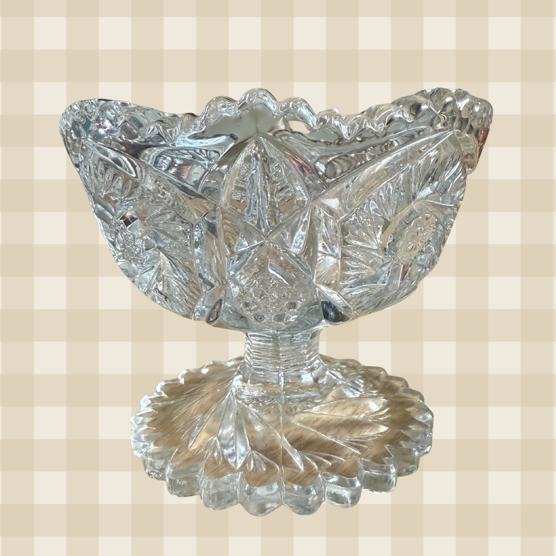 Vintage Pinwheel Sawtooth Cut Rim Compote Dish