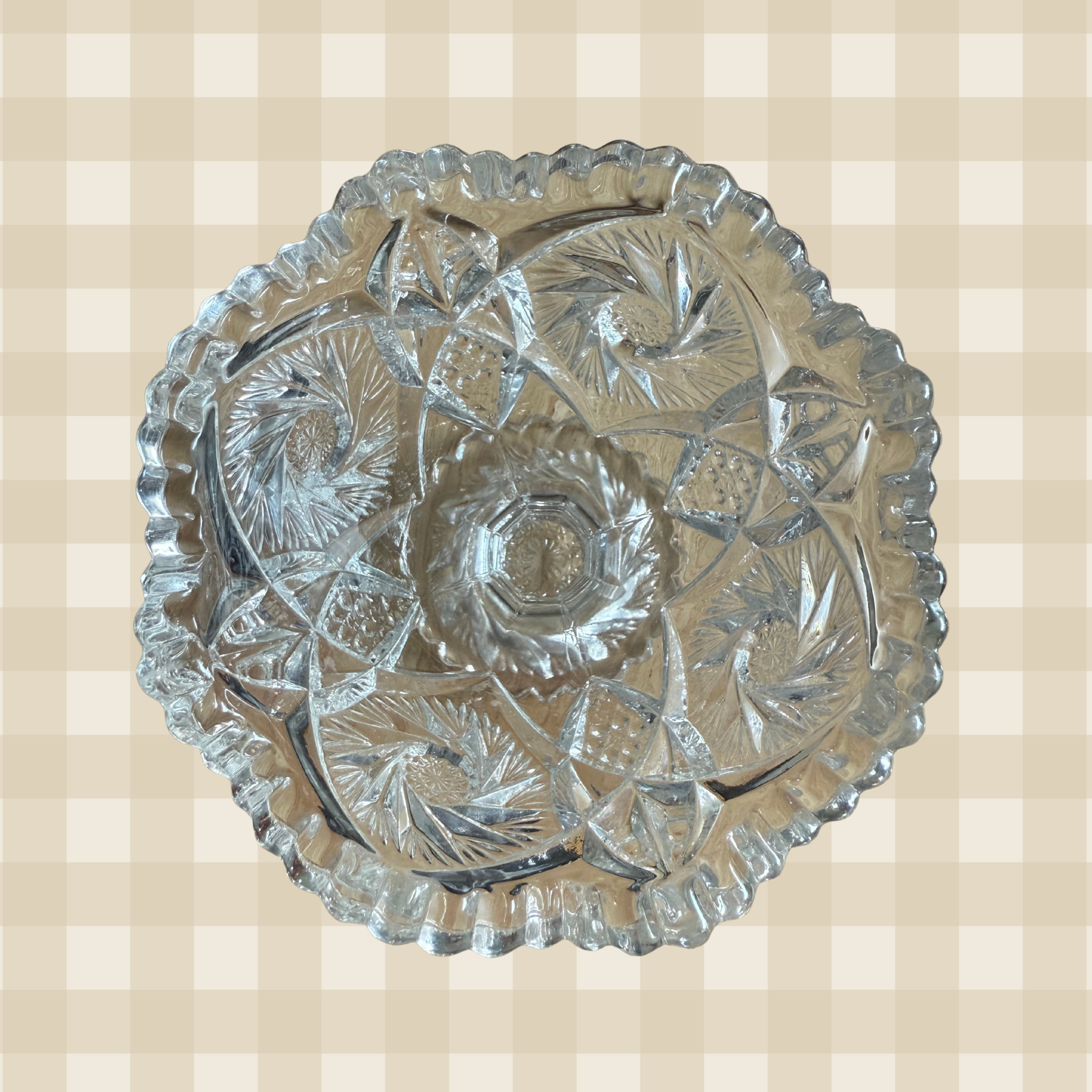 Vintage Pinwheel Sawtooth Cut Rim Compote Dish
