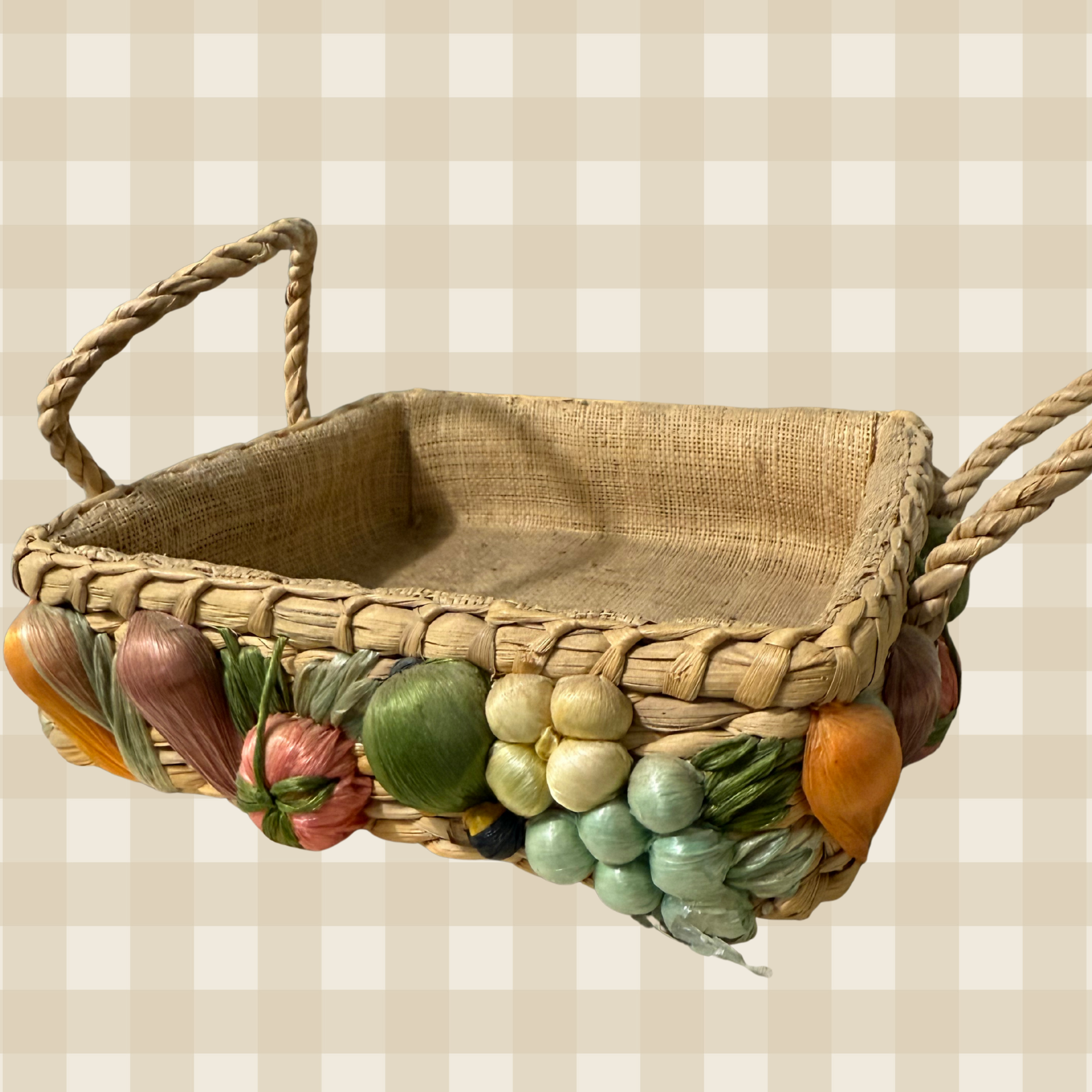 Small Casserole Fruit & Veggies Serving Wicker Basket