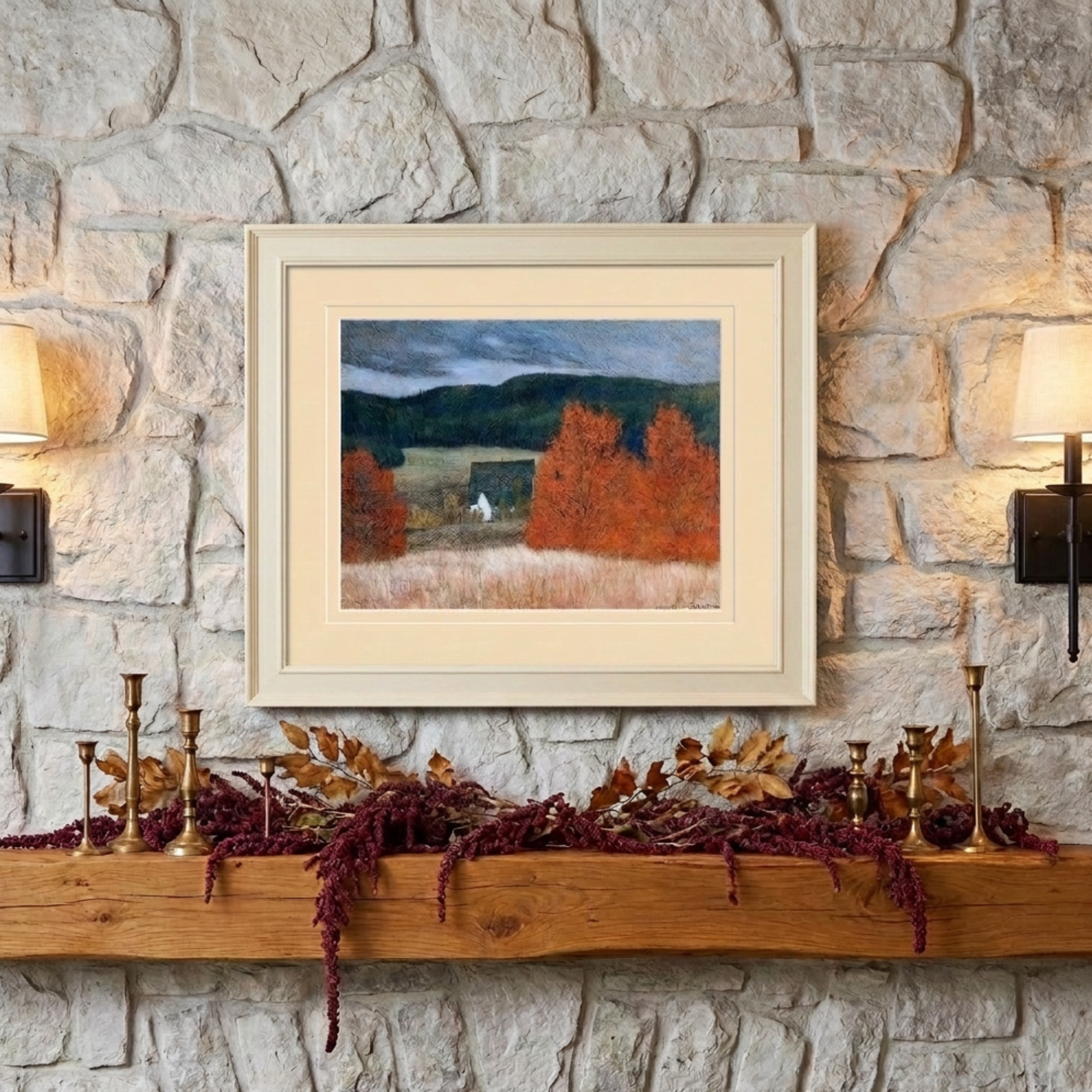 Autumn No. 01 - Helmer Osslund Landscape 19.5" x 16" Framed Fine Art