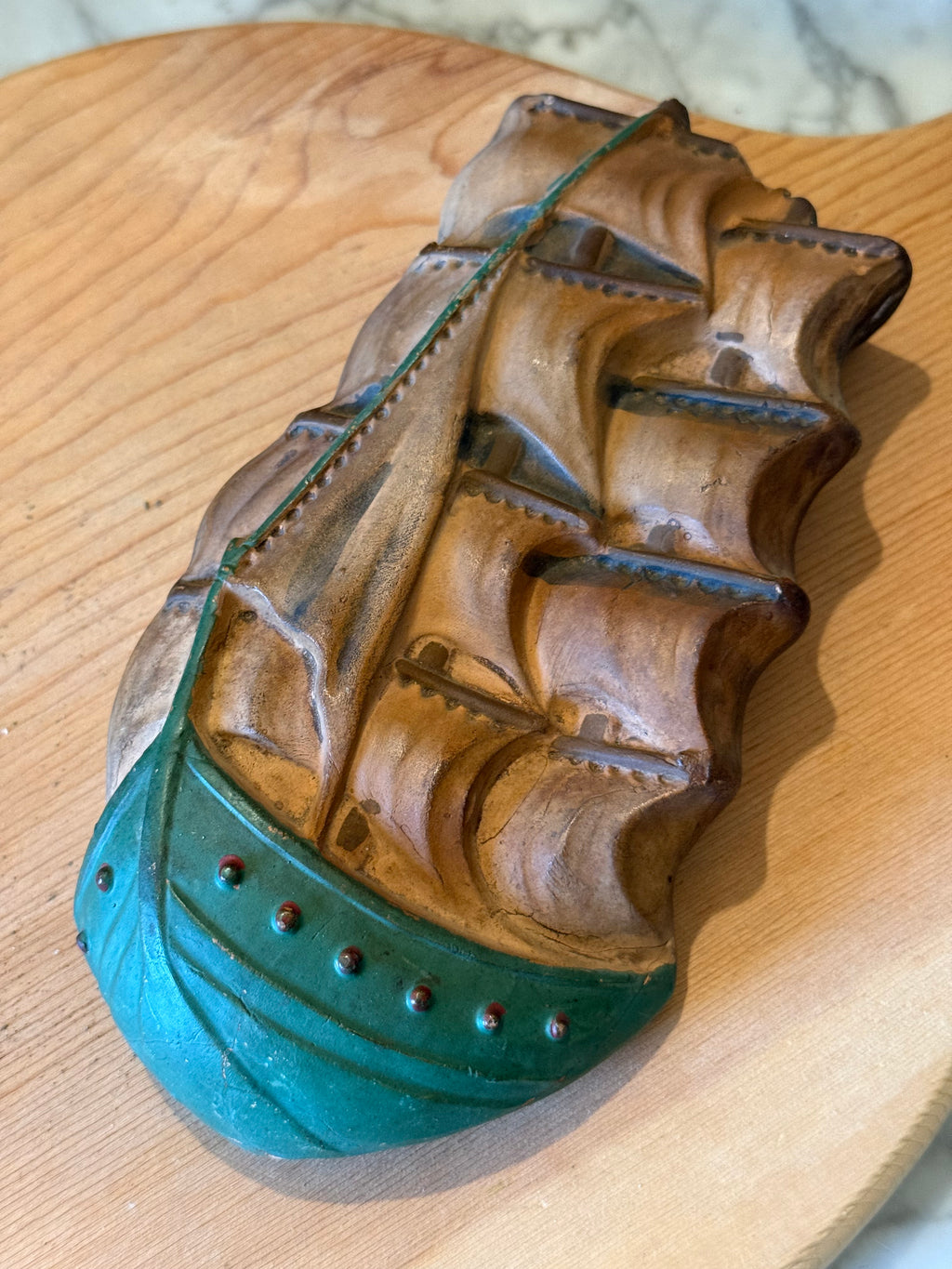 Vintage Ceramic Clipper Ship Wall Pocket