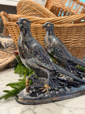 Sculpted Mercury Gray Pheasant Pair