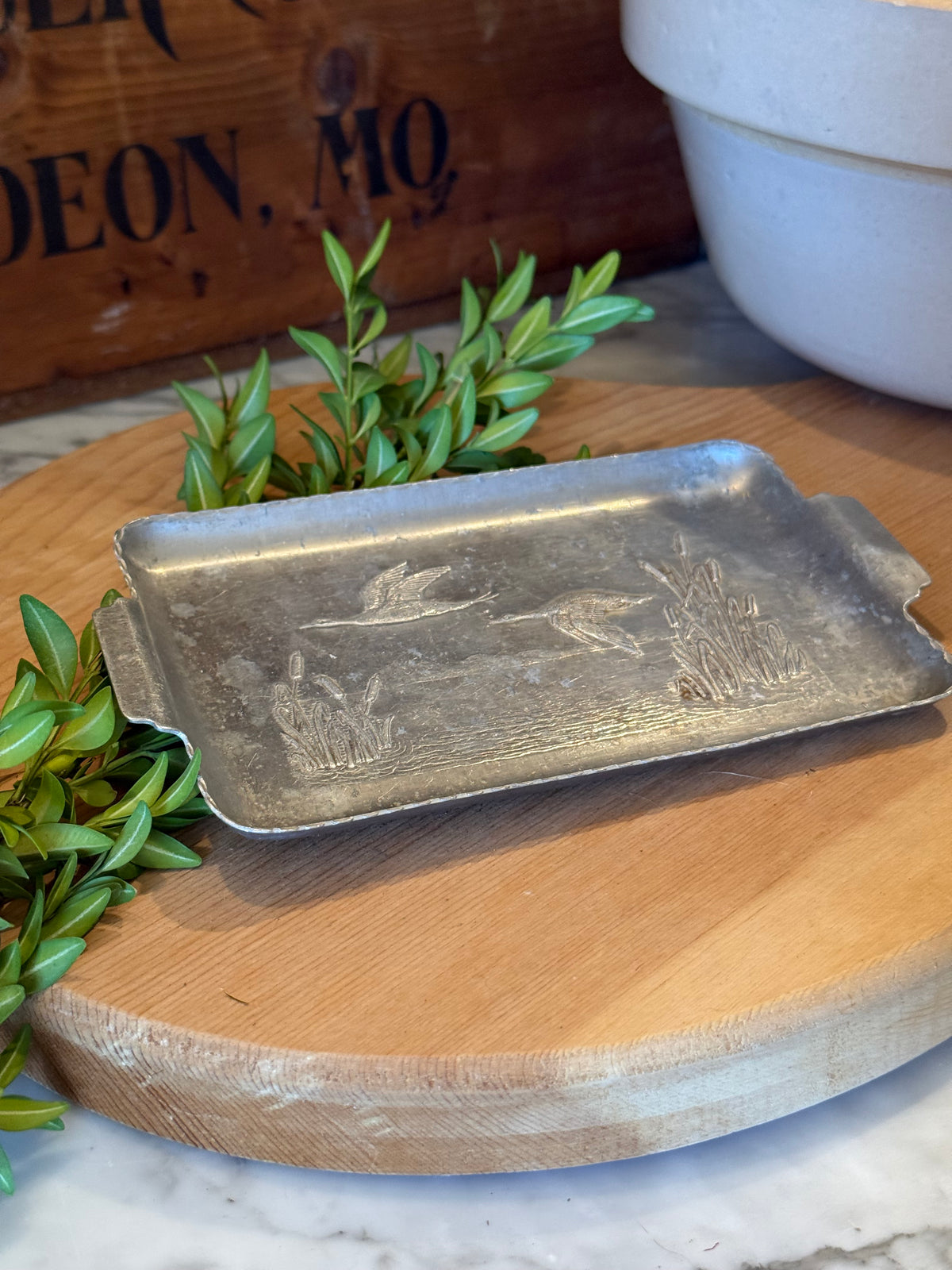 Vintage Aluminum Waterfowl Catchall Tray