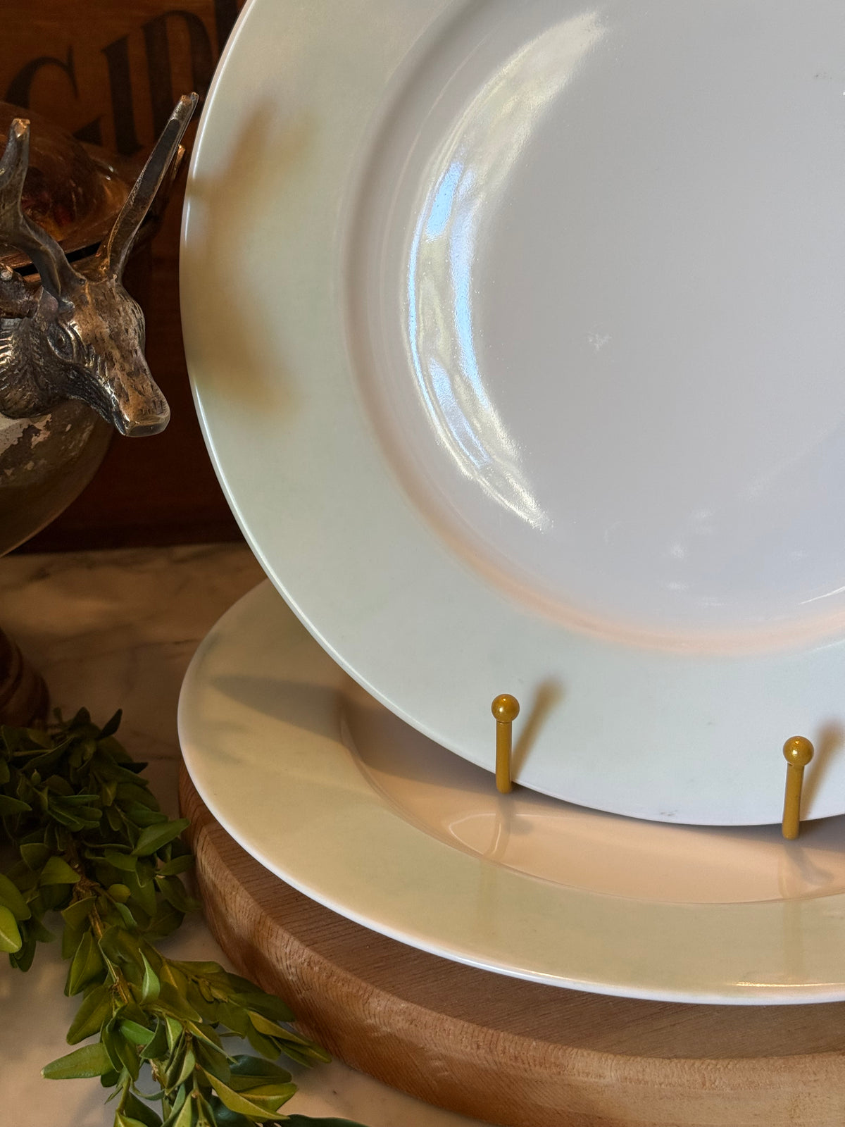 Vintage Bavarian Sage Rim Plates, Set of 2