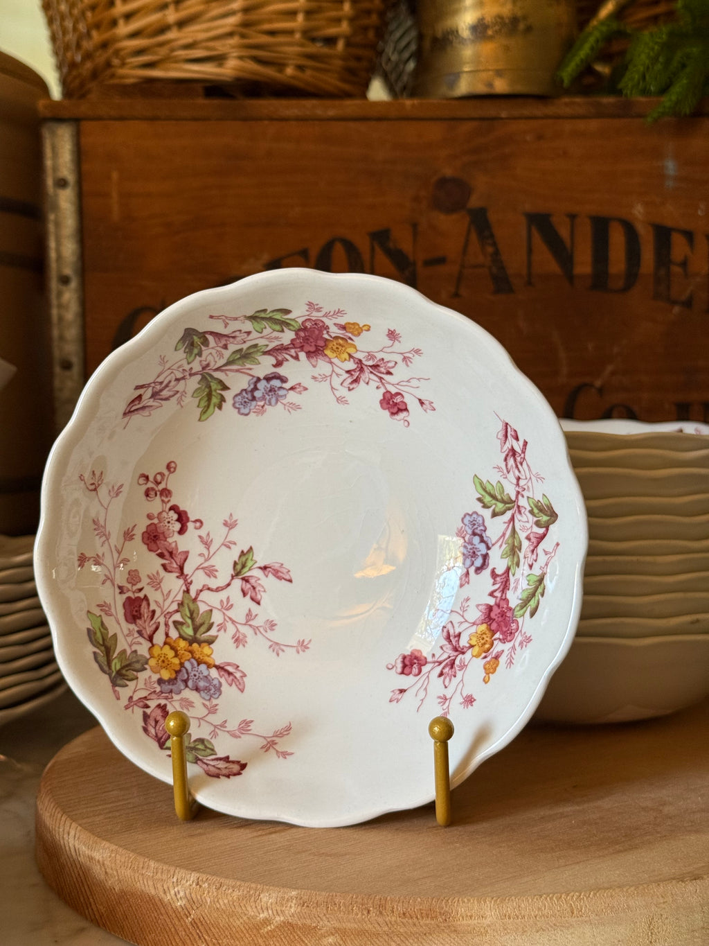 Vintage Ridgway English Garden Ironstone Soup Bowl