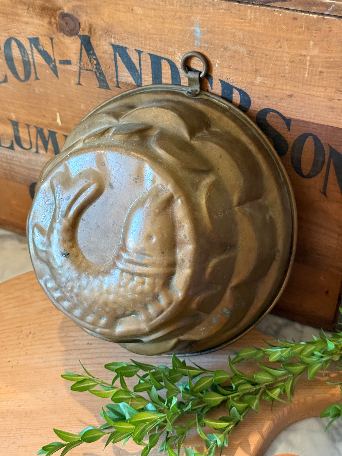 Vintage European Circular Copper Fish Mold