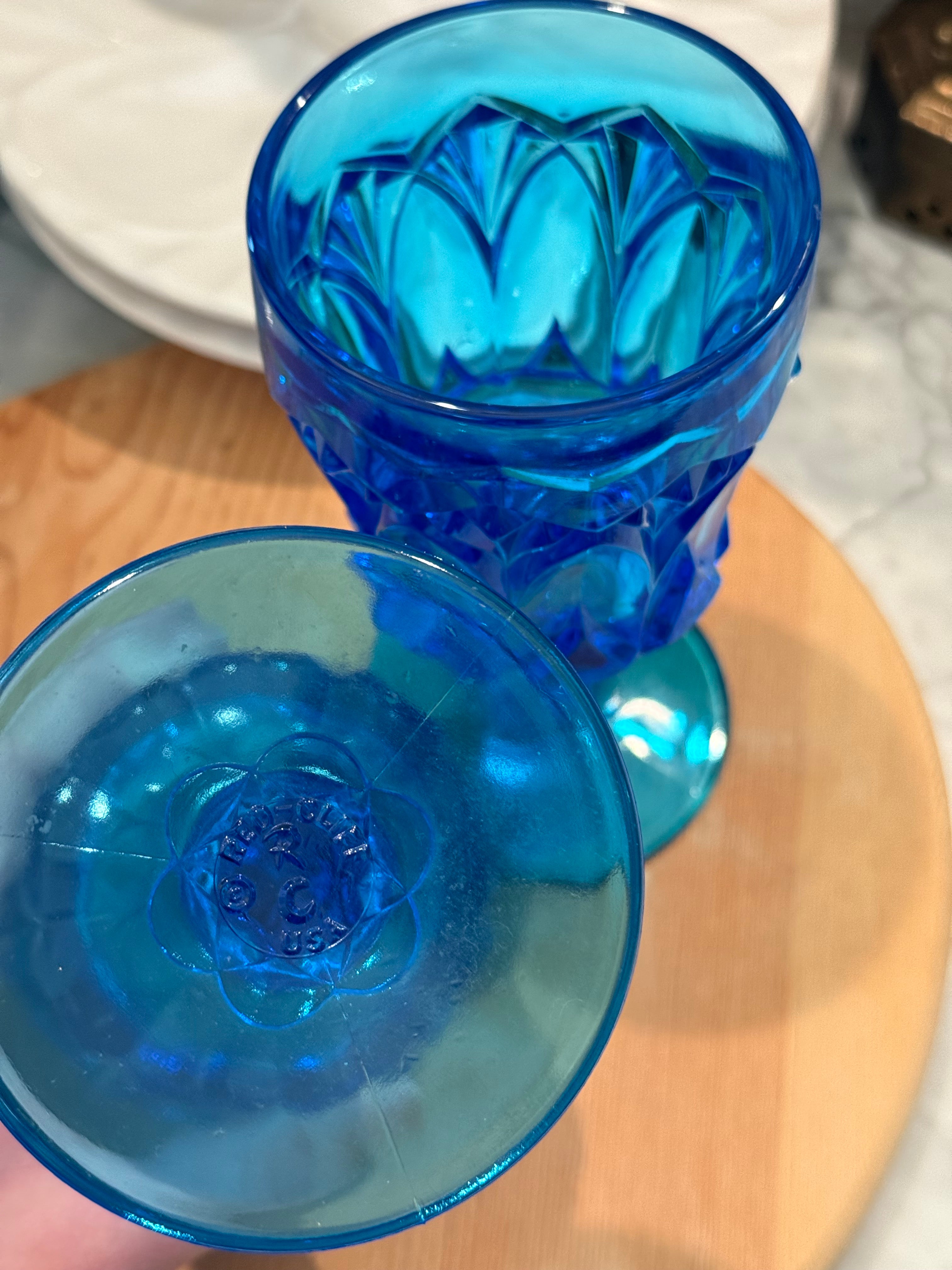 Red Cliff Heirloom Blue Water Goblets by Fenton - Set of 2