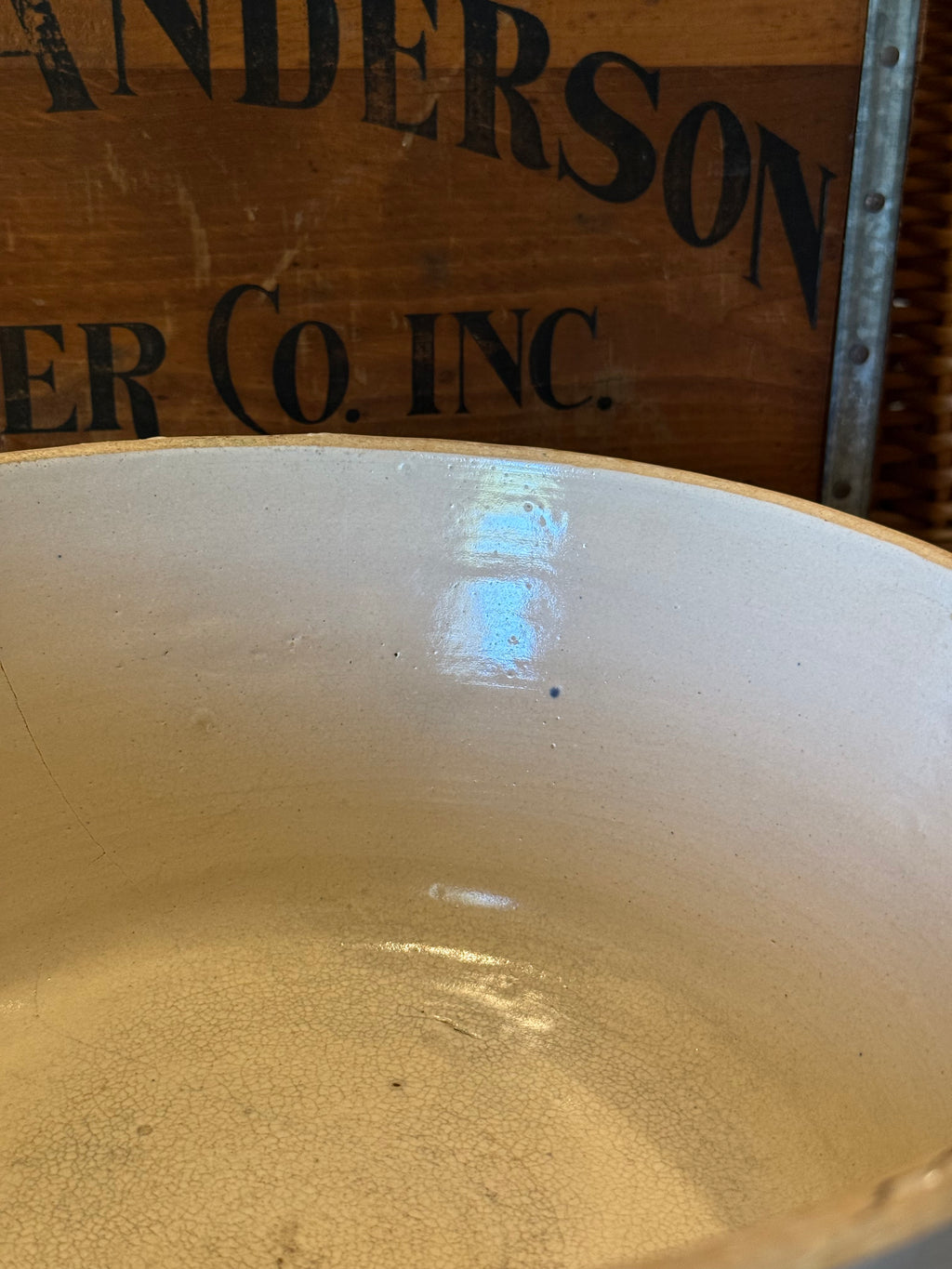 Antique Primitive Cream Dough Shoulder Bowl - 10.5"