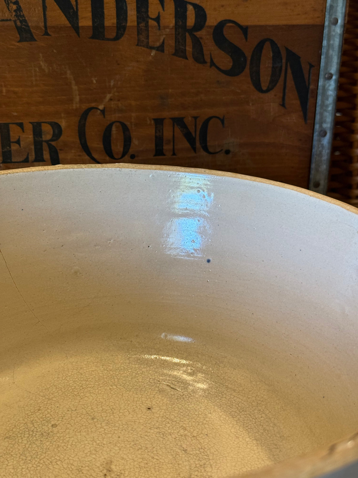 Antique Primitive Cream Dough Shoulder Bowl - 10.5"