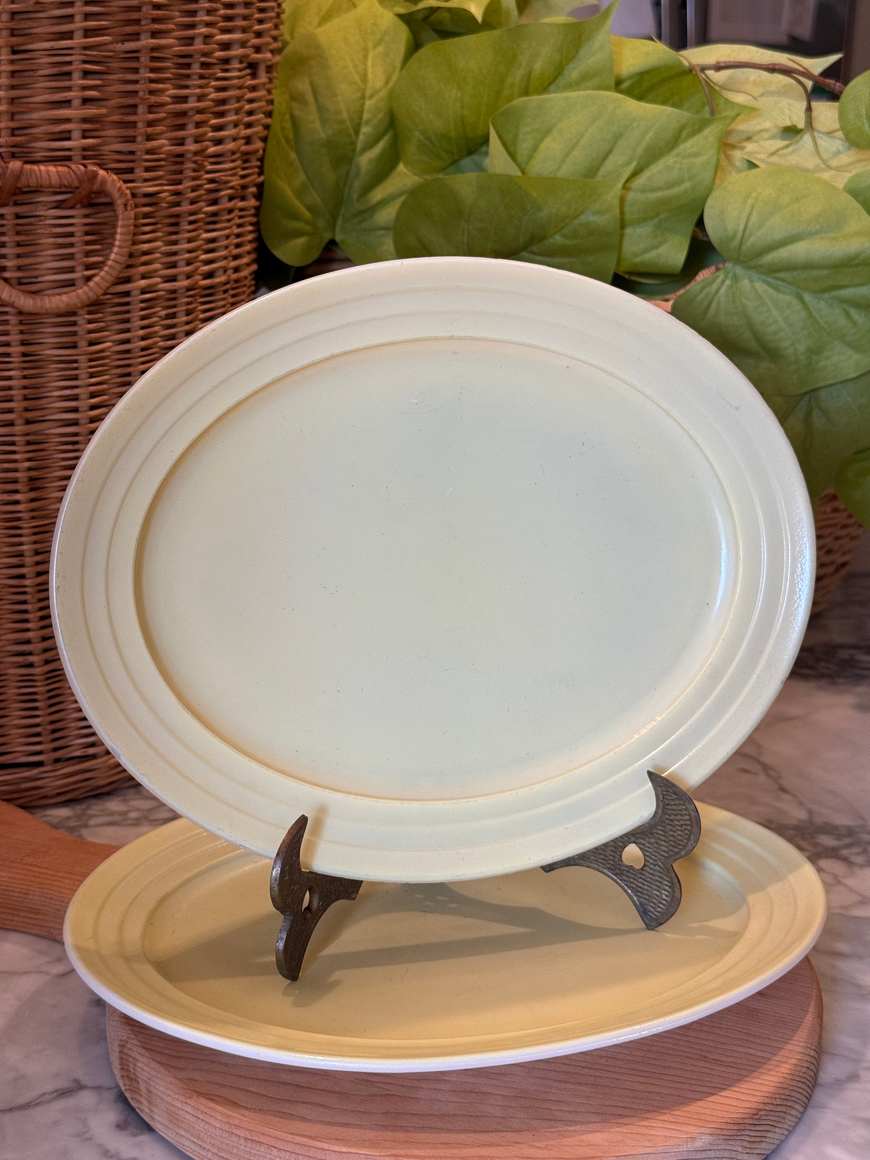 Vintage Yellow Platonite Oval Platters, Set of 2