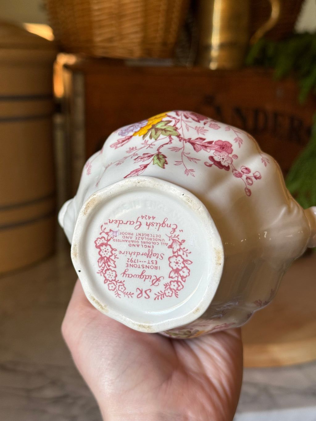Vintage Ridgway English Garden Ironstone Cream & Sugar Set