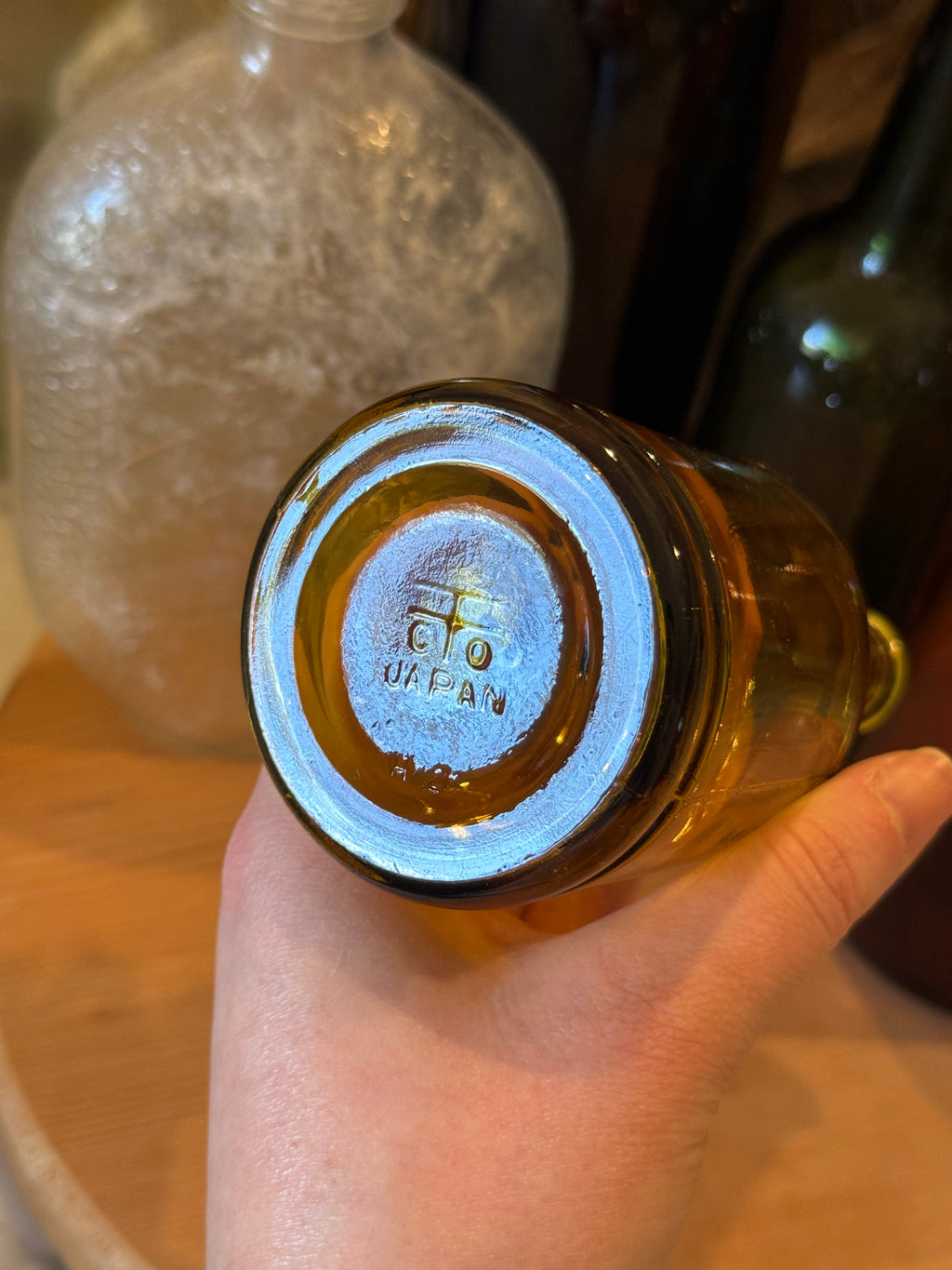 Petite Japanese Amber Glass Bottle