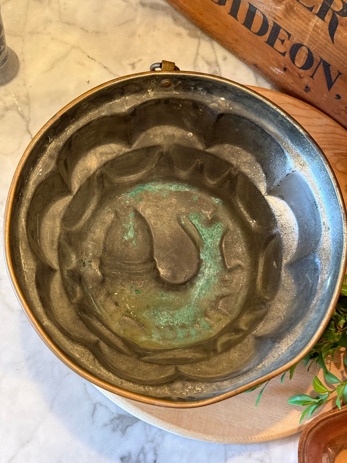 Vintage European Circular Copper Fish Mold