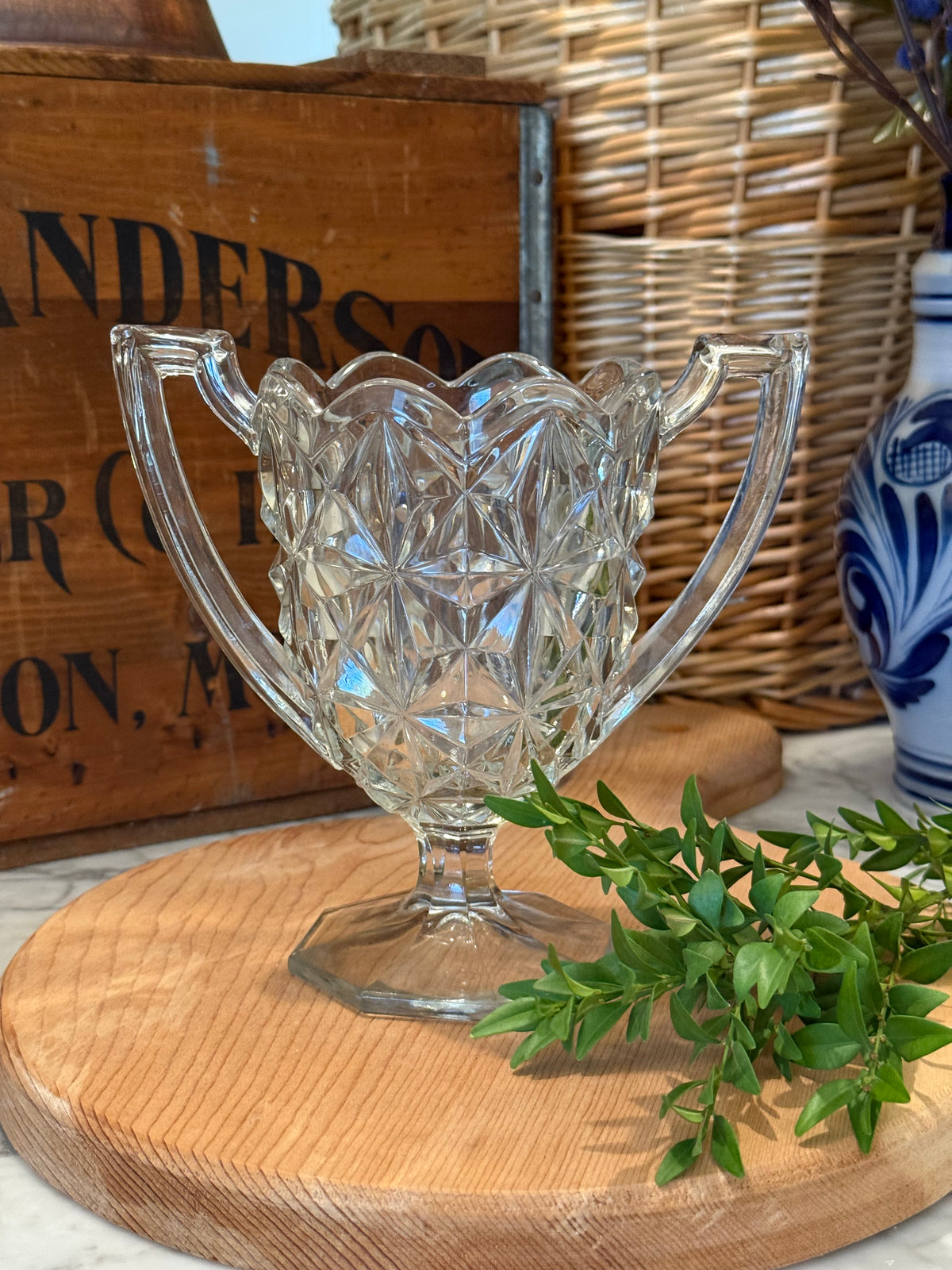 Vintage Tiffin Williamsburg Glass Trophy Vase
