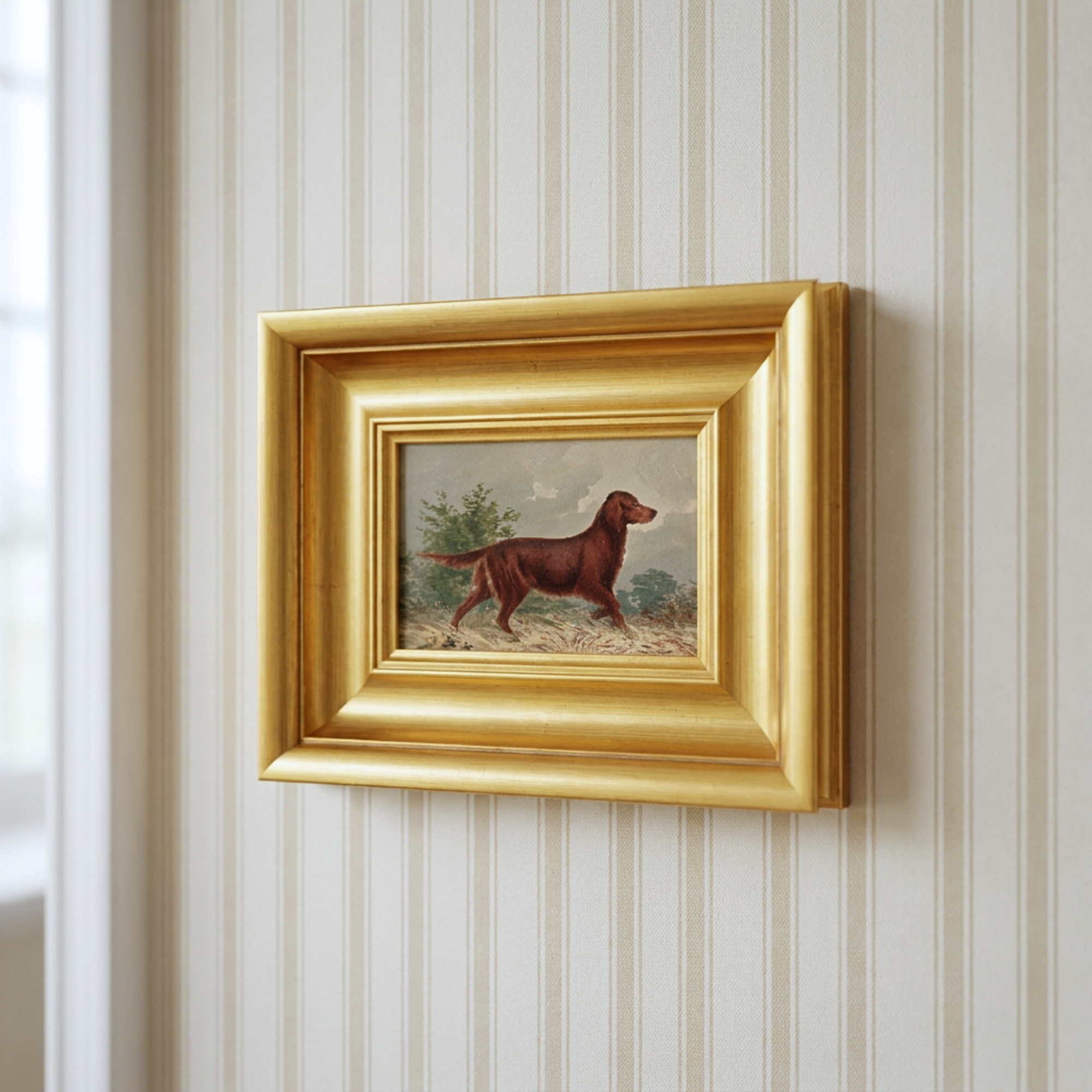 The Field Dog No. 06 - 5x7 Antique Inspired Framed English Sporting Dog Portrait