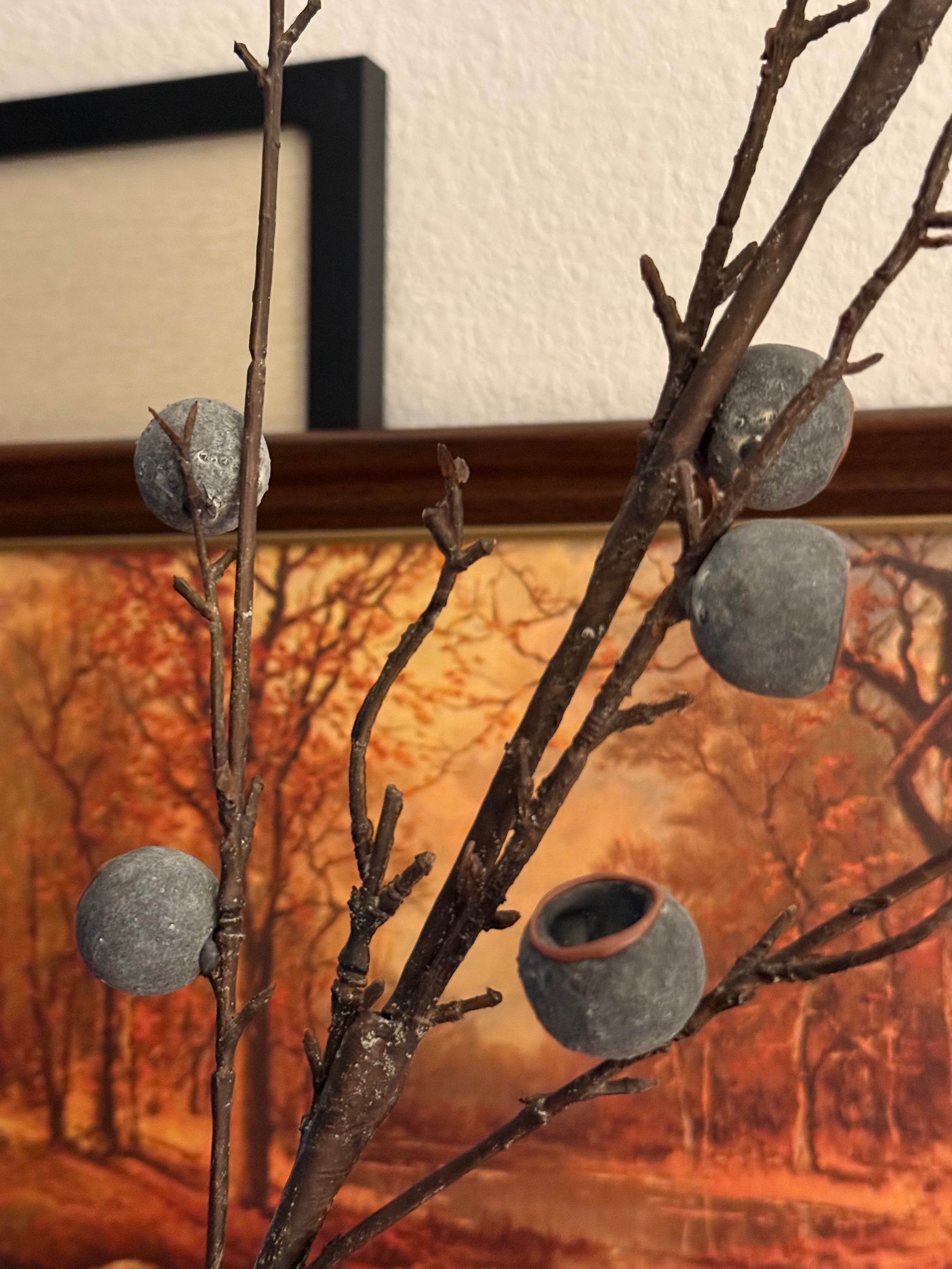 35" Faux Set of 2 Midnight Berry Stems
