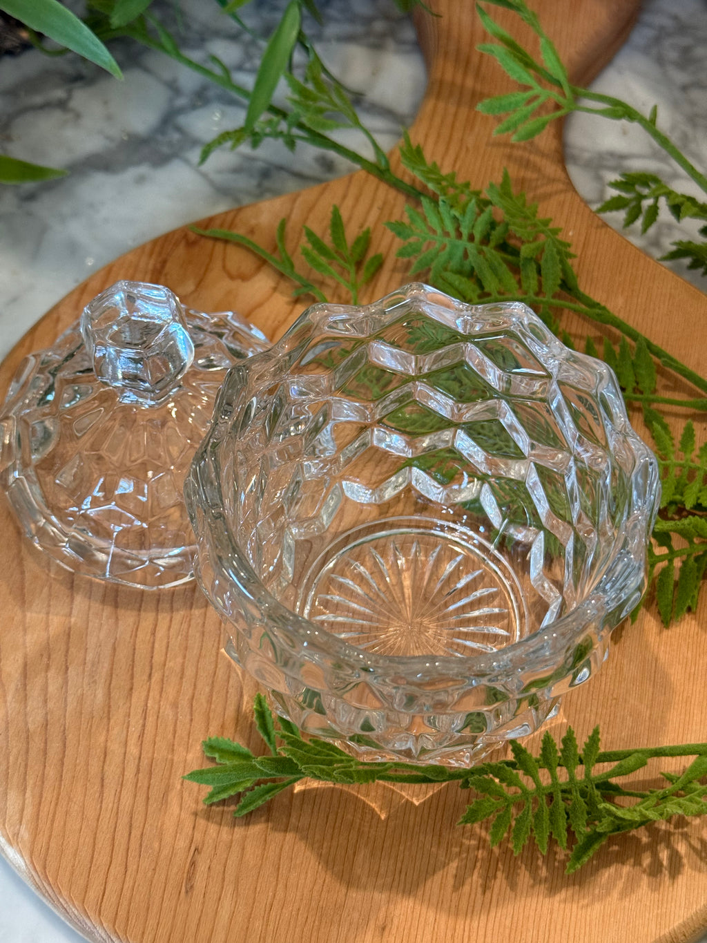 Fostoria Glass Barrel Sugar Dish with Lid