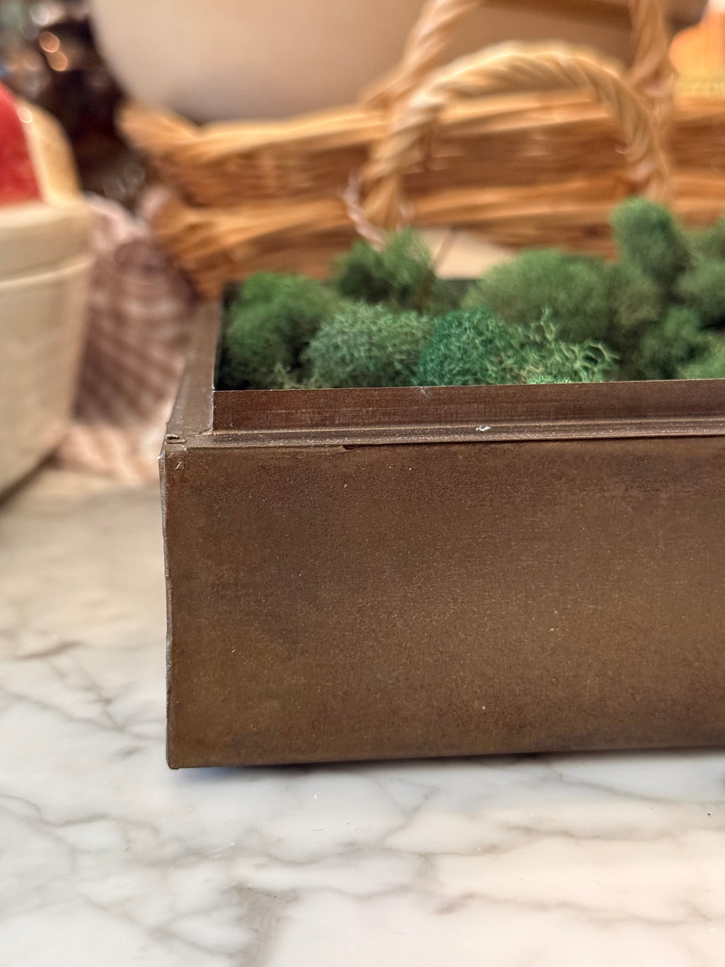 Brass Table Terrarium with Leaded Glass Gable Roof Planter