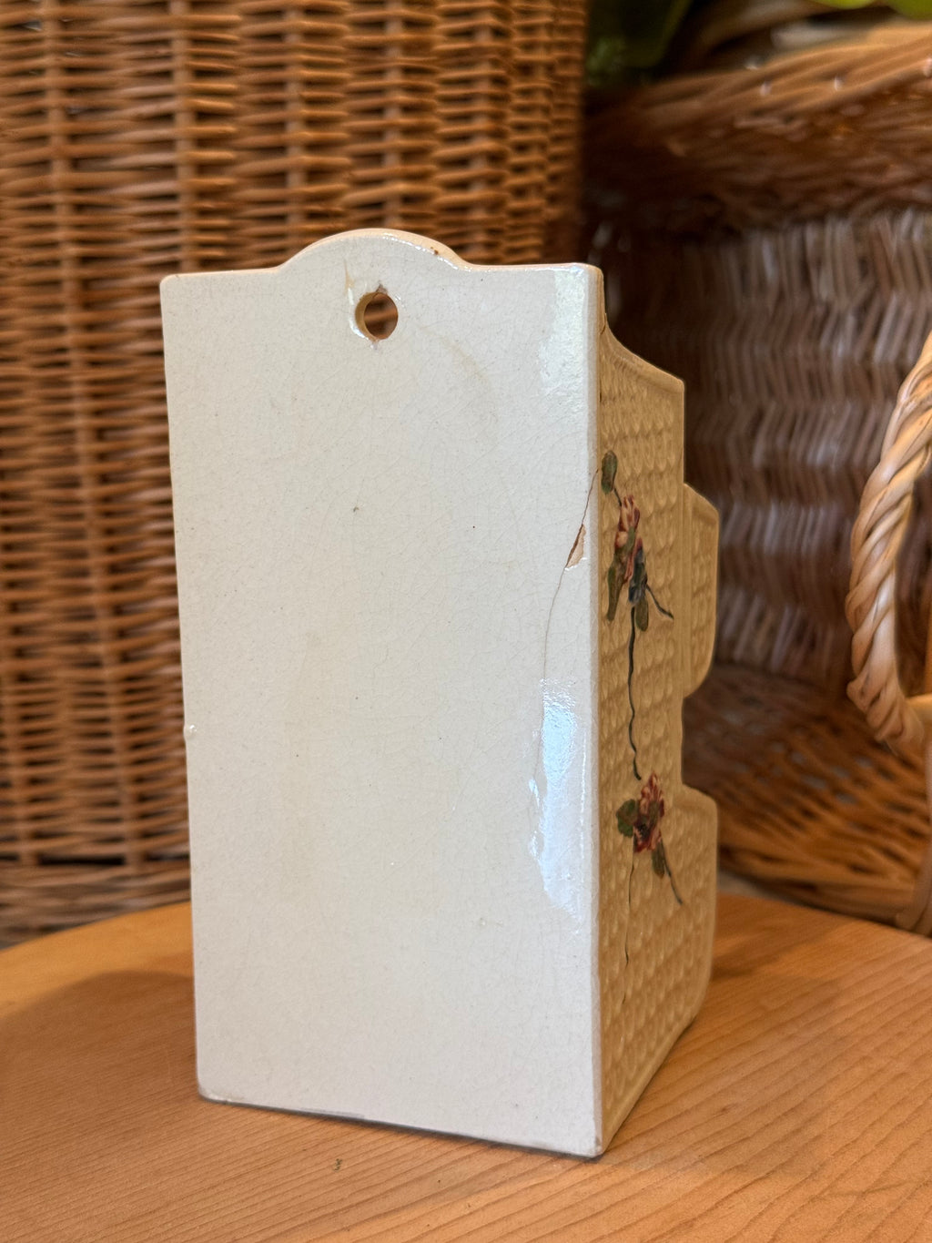 Vintage Japanese Floral Ceramic Match Holder