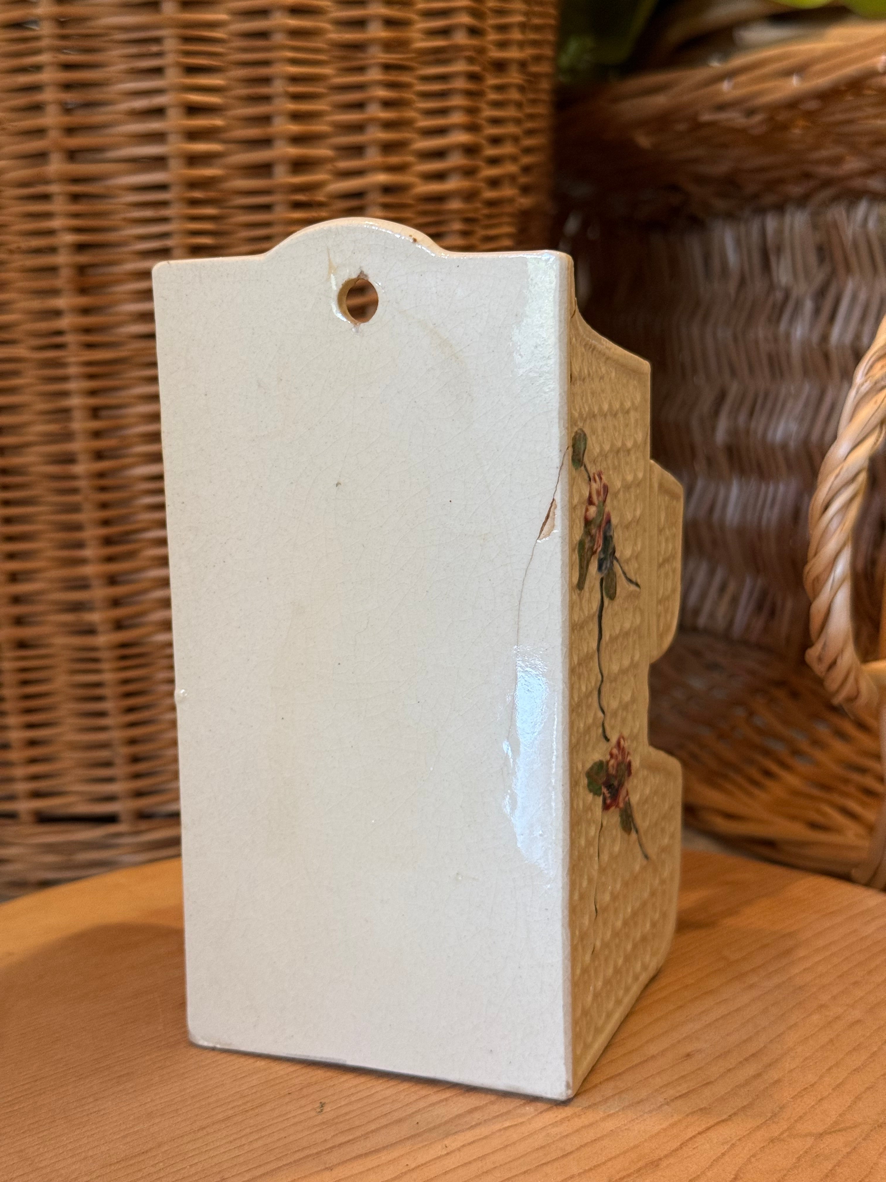 Vintage Japanese Floral Ceramic Match Holder