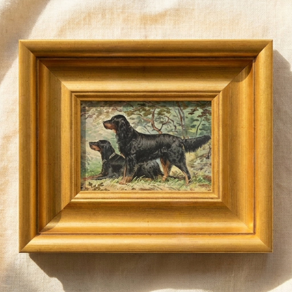 The File Dog No. 07 - 5x7 Framed Fine Art Gordon Setters Hunting Portrait