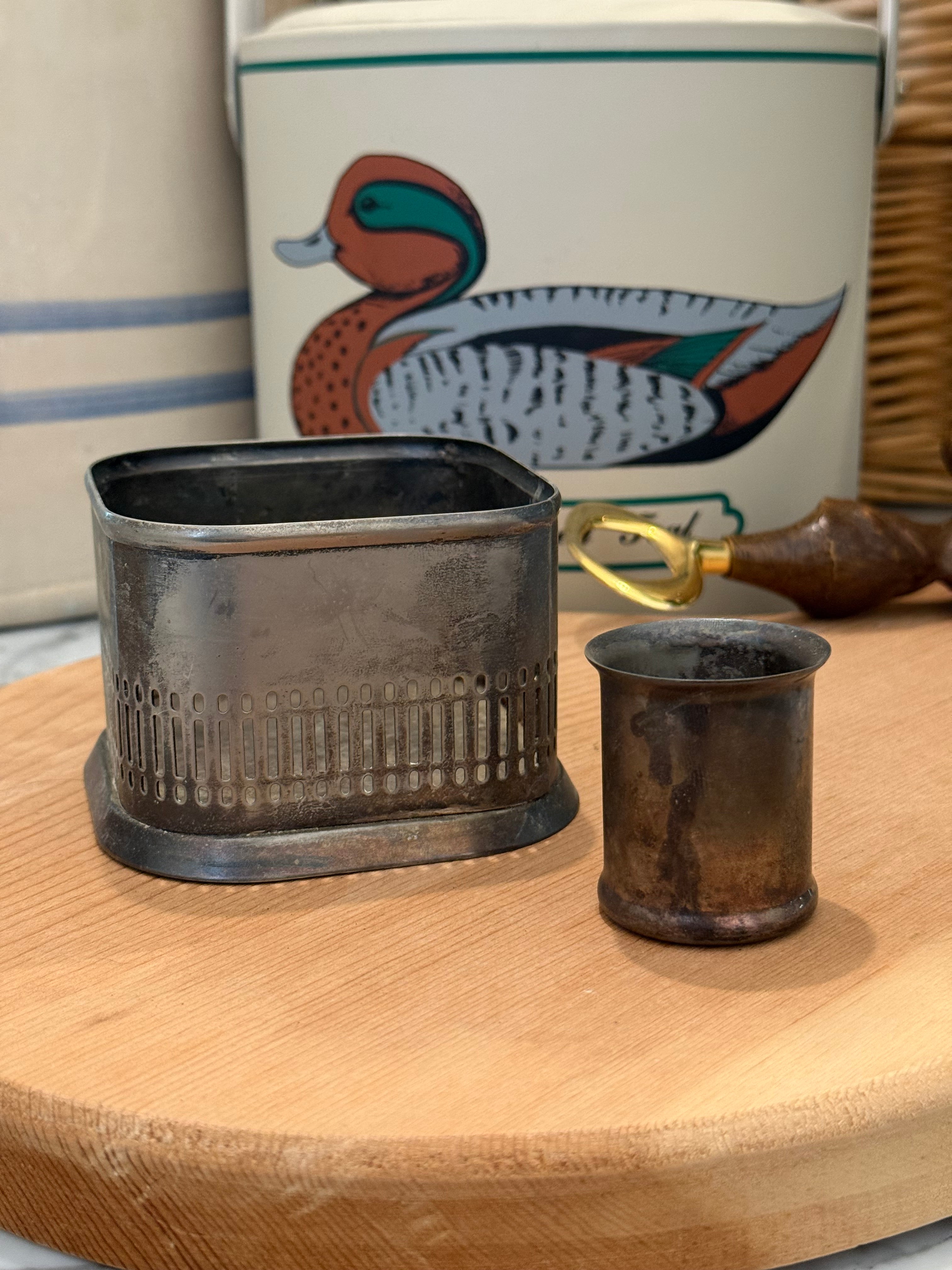 Vintage Jack Daniels Silverplate Bottle Holder Set