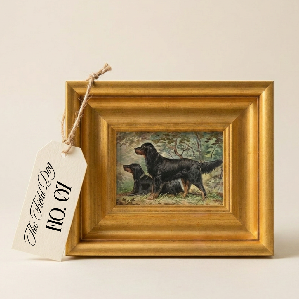 The File Dog No. 07 - 5x7 Framed Fine Art Gordon Setters Hunting Portrait