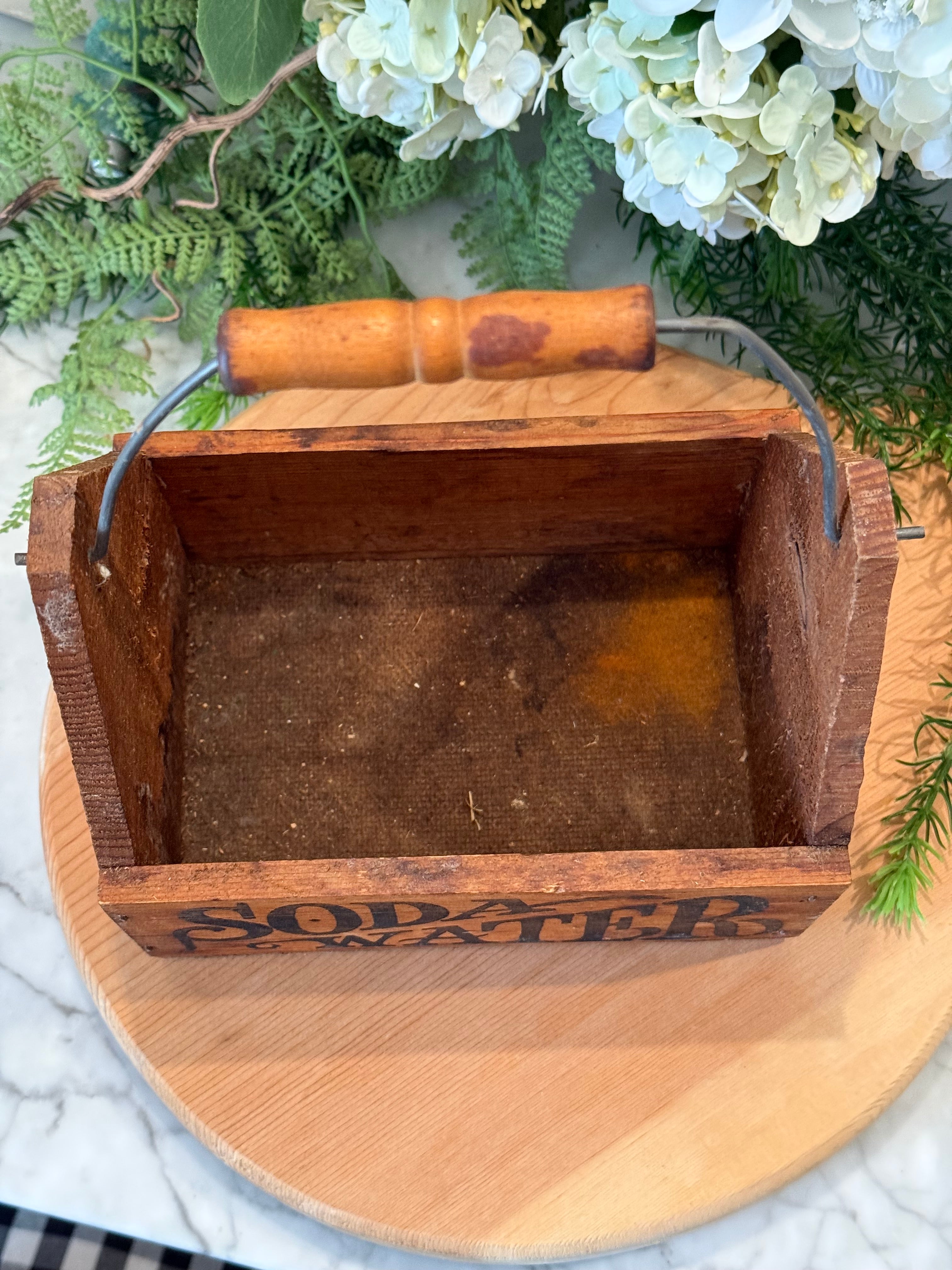 Vintage Wooden Soda Water Crate Caddy