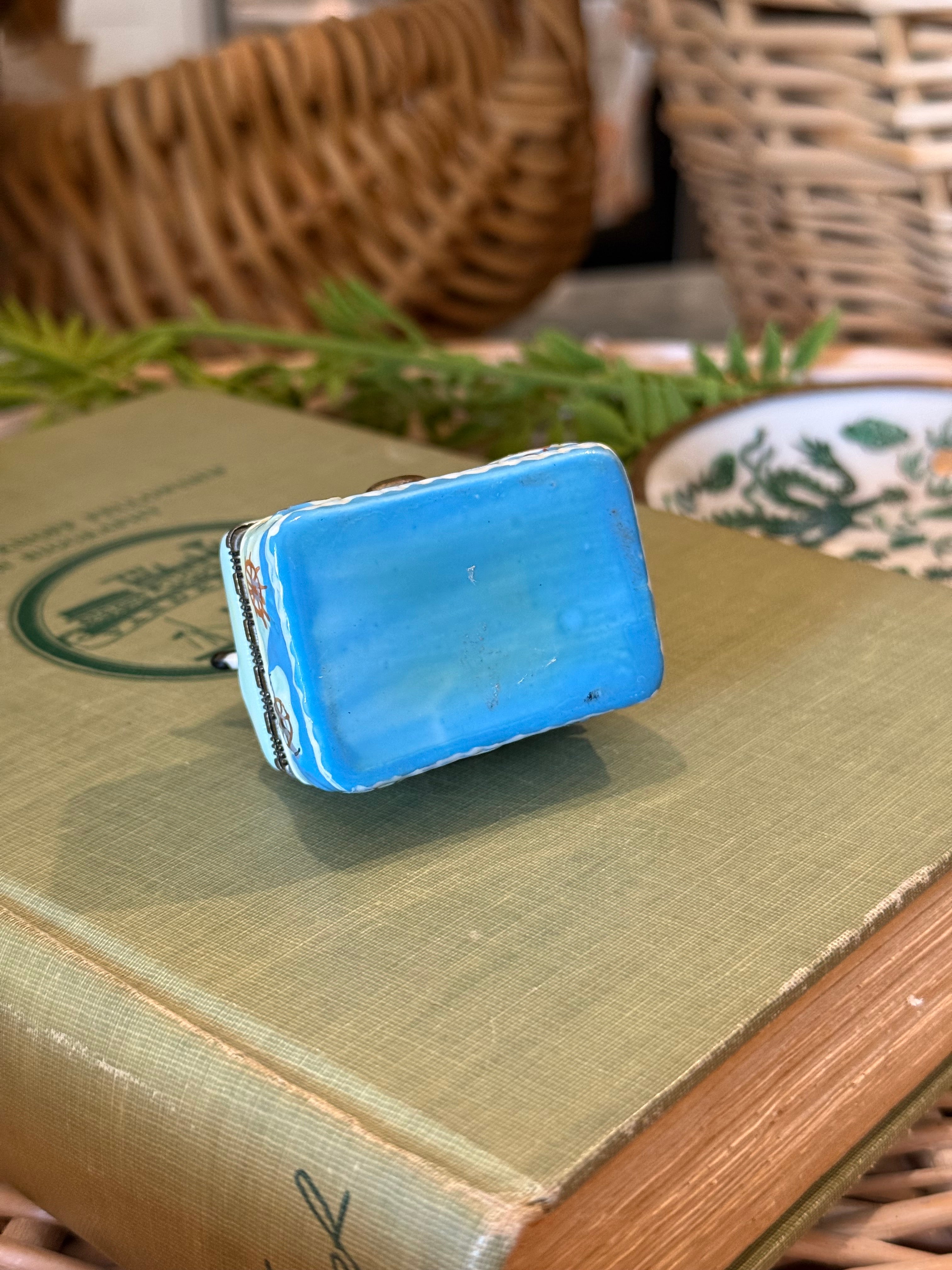 Vintage Limoges-Style Hand-Painted U.S.S. Constitution Trinket Box