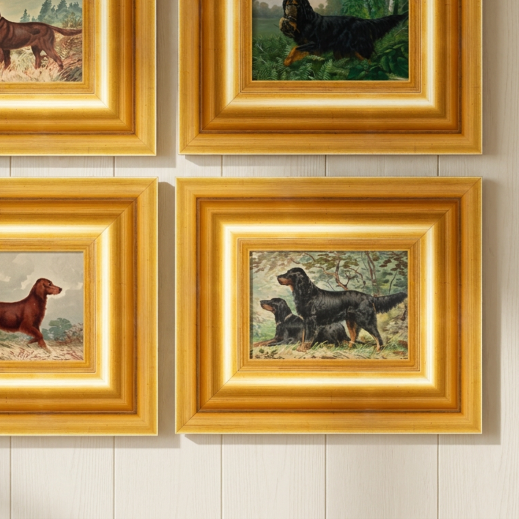 The File Dog No. 07 - 5x7 Framed Fine Art Gordon Setters Hunting Portrait