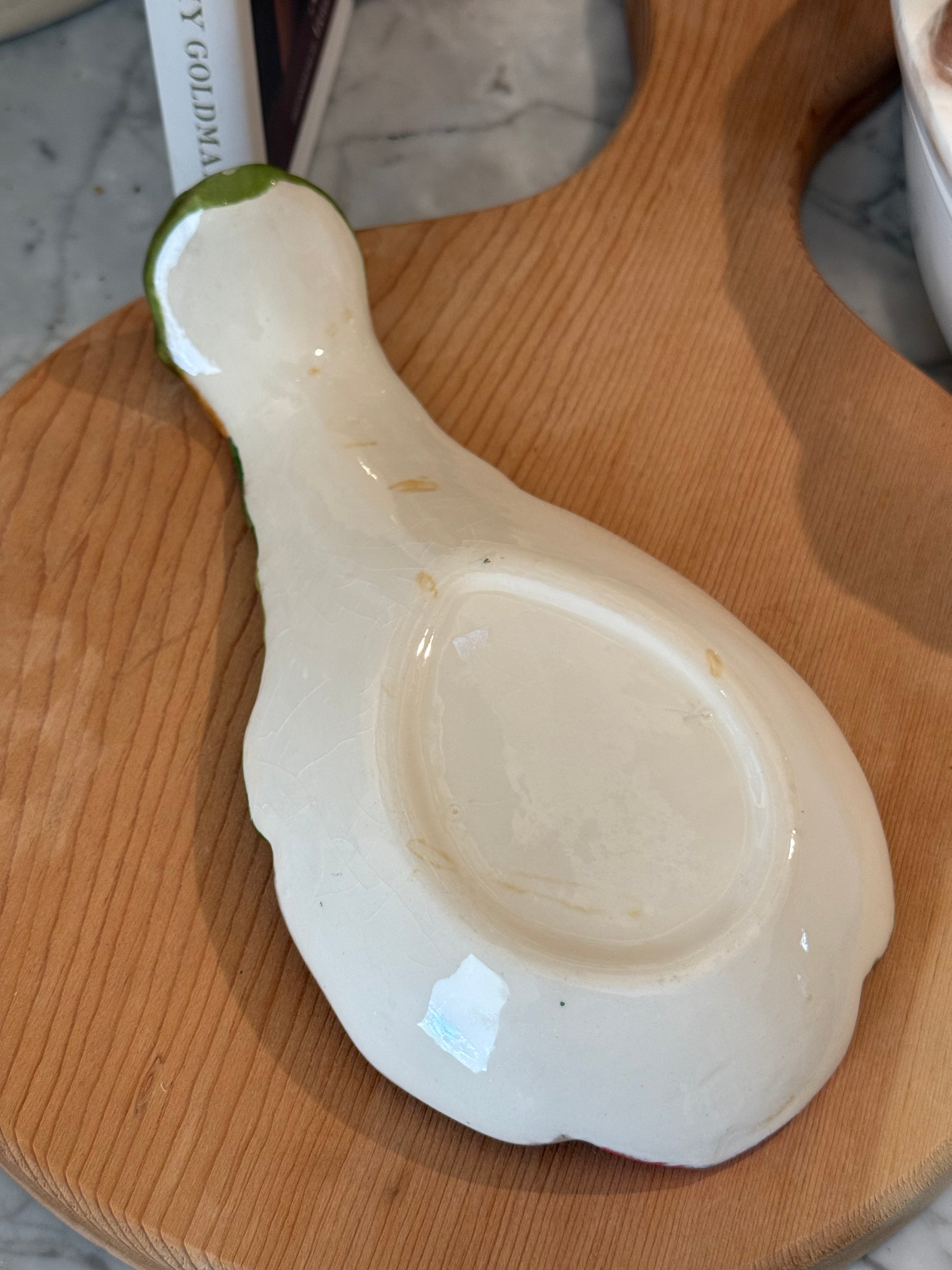 Vintage Ceramic Vegetable Spoon Rest