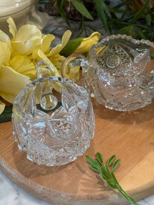 2-Piece Vintage American Brilliant Period (ABP) Cut Glass Creamer & Sugar Set