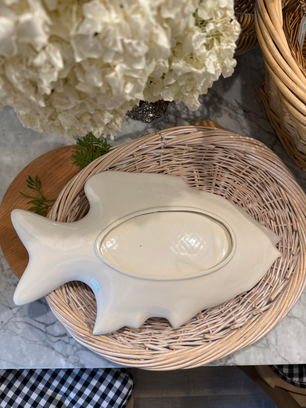 Large Ceramic White Fish Serving Platter
