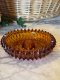 1970s Amber Diamond Point Candle Dish