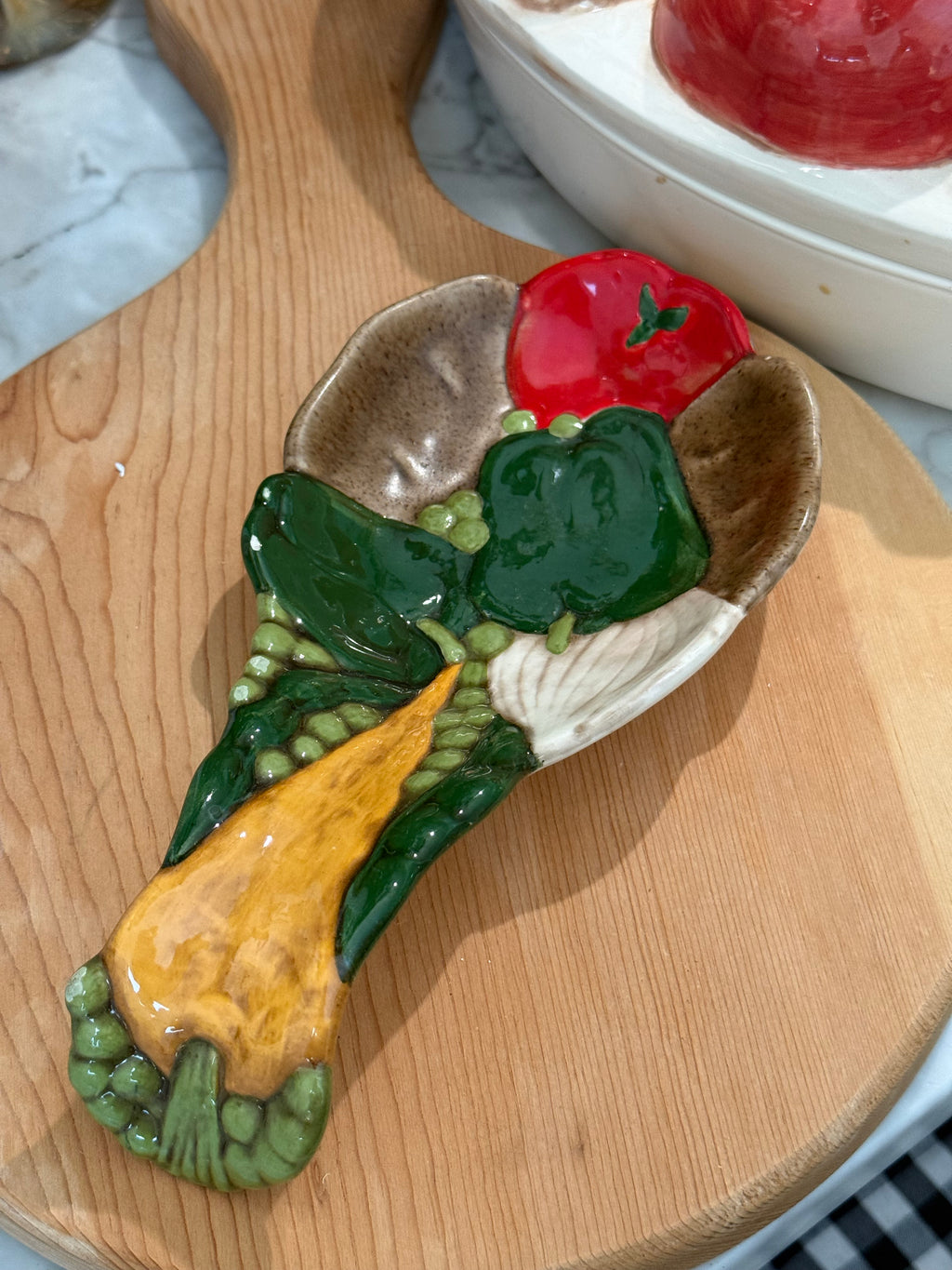 Vintage Ceramic Vegetable Spoon Rest