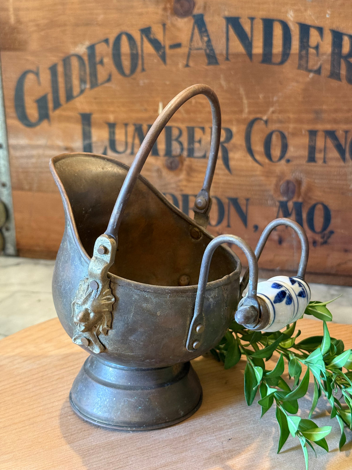 Petite Vintage Copper Coal Scuttle Bucket