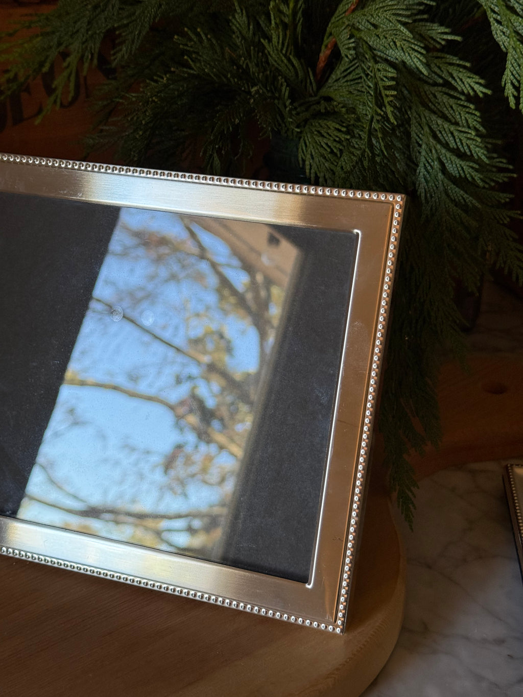 Slim Beaded Silver Picture Frame