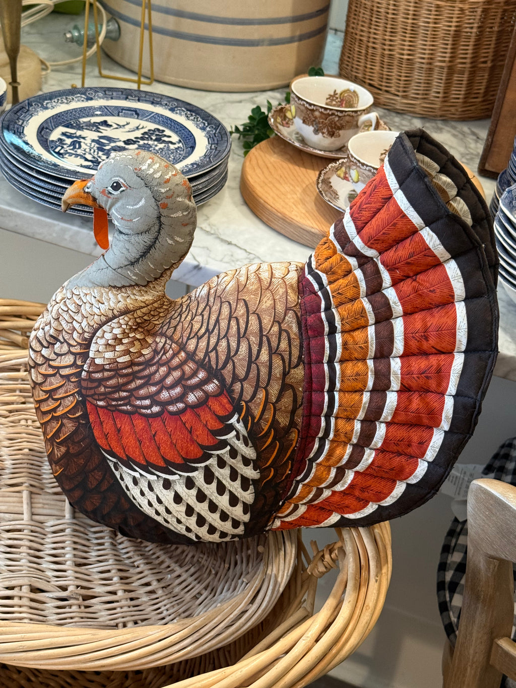 Vintage Stuffed Thanksgiving Tom Turkey Pillow