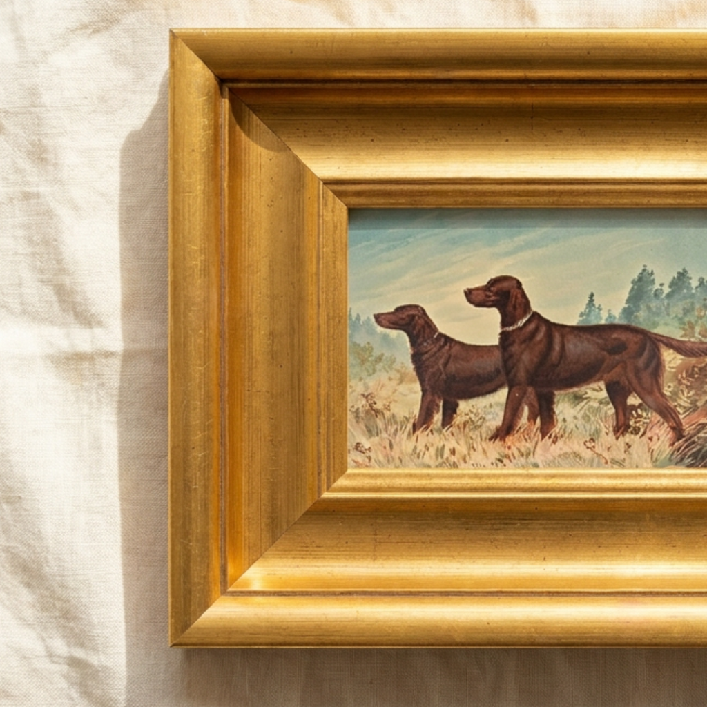 The Field Dog No. 05 - 5x7 Antique Inspired Gold Framed English Sporting Dog Portrait