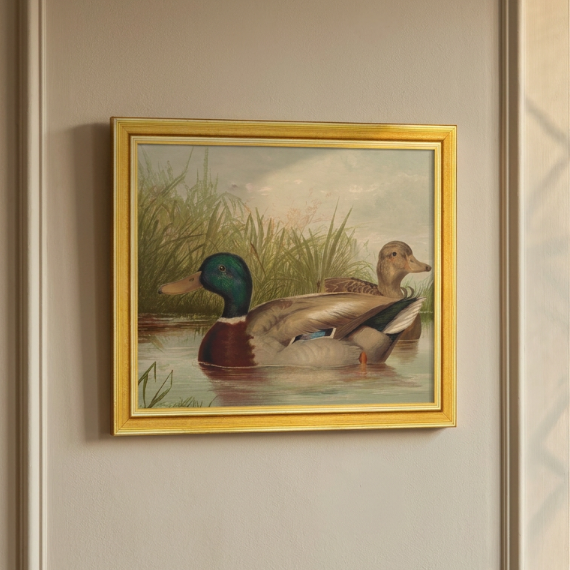 The Waterfowl No. 01 - Archival 8 x 10" Framed Mallards on Pond Fine Art Print